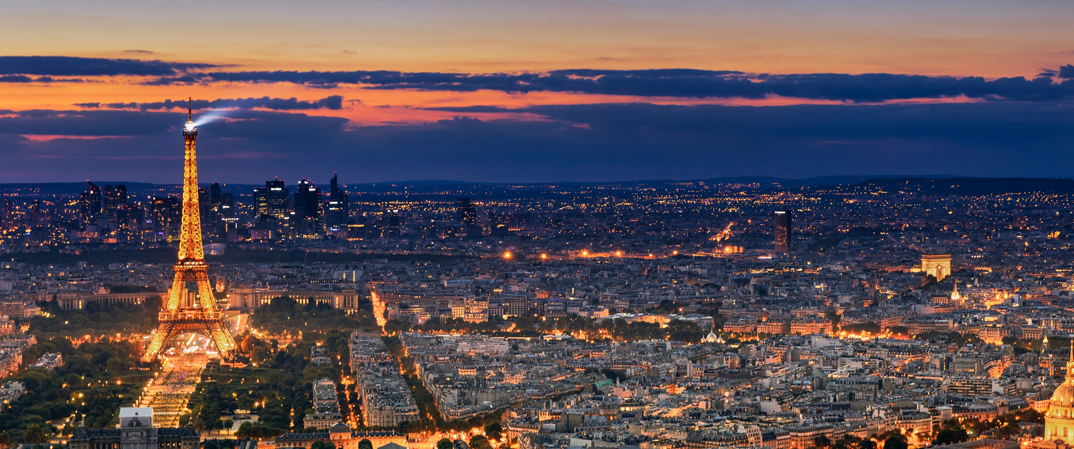 Paris Skyline, Travels, Eiffel Tower 4K, France, 3440x1440 Dual Screen Desktop