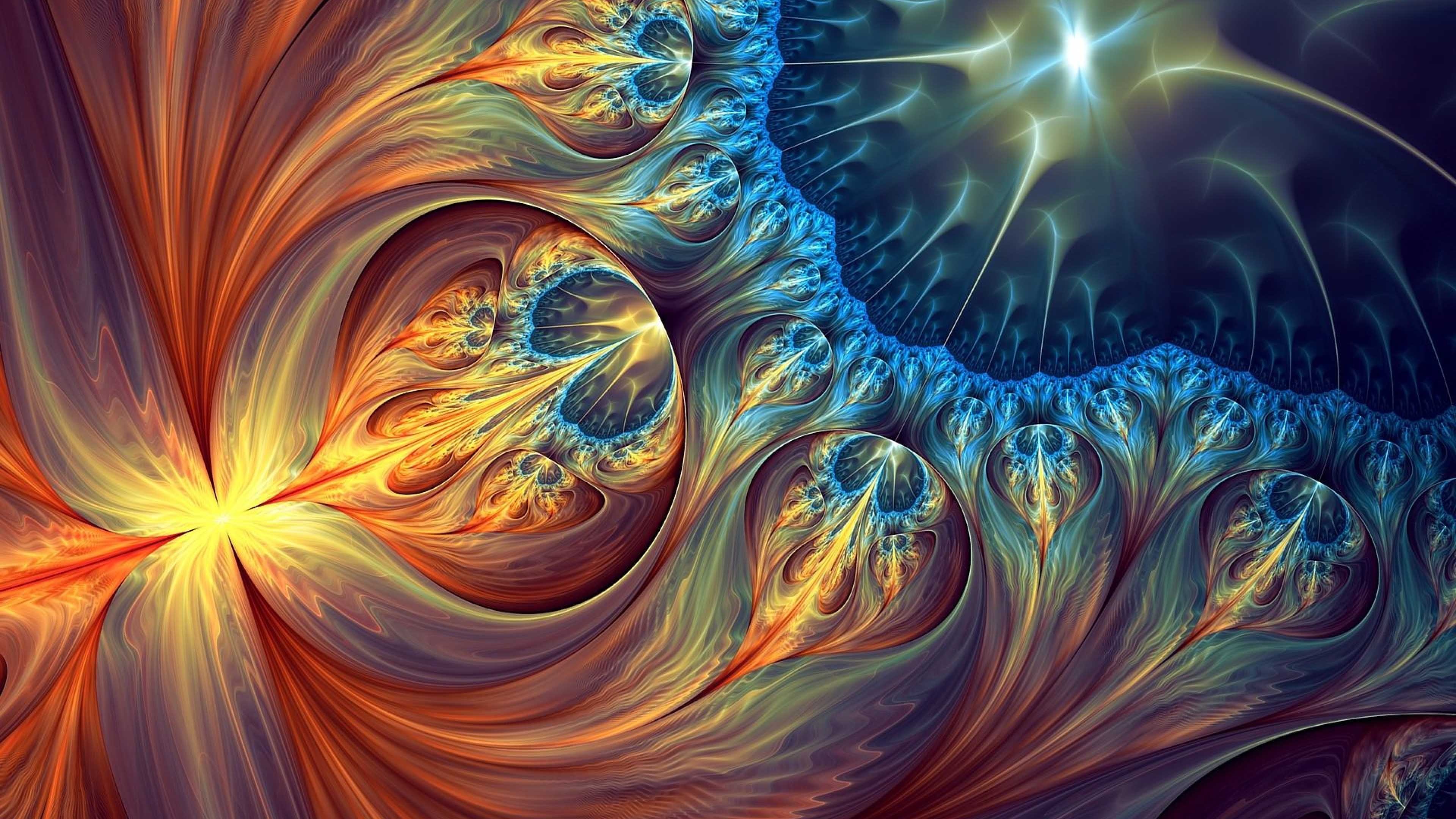 Abstraction shapes, Colorful fractal, 3D high resolution, Abstract art, 3840x2160 4K Desktop