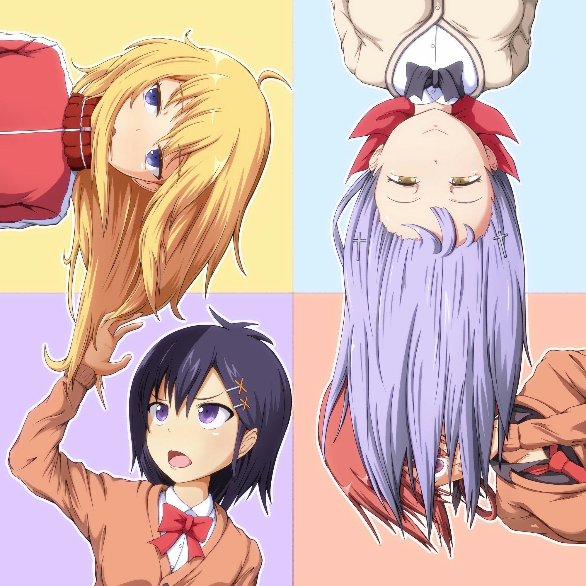 Gabriel DropOut (Anime), Anime girls, School uniform, JK messy hair, 2000x2000 HD Handy