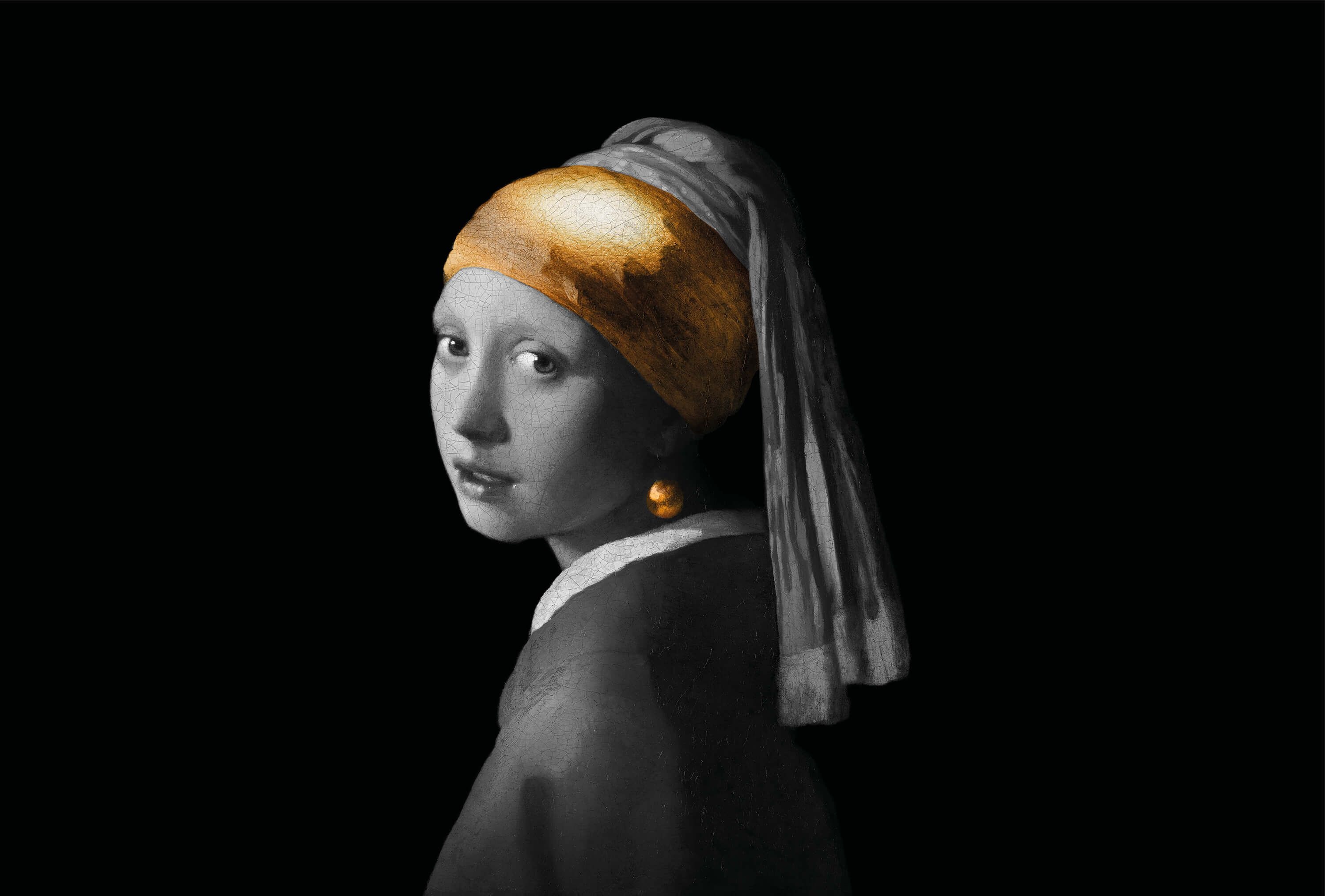 Pearl earring gold wallpaper, Johannes Vermeer, 20 years old, movie turns, 3000x2030 HD Desktop