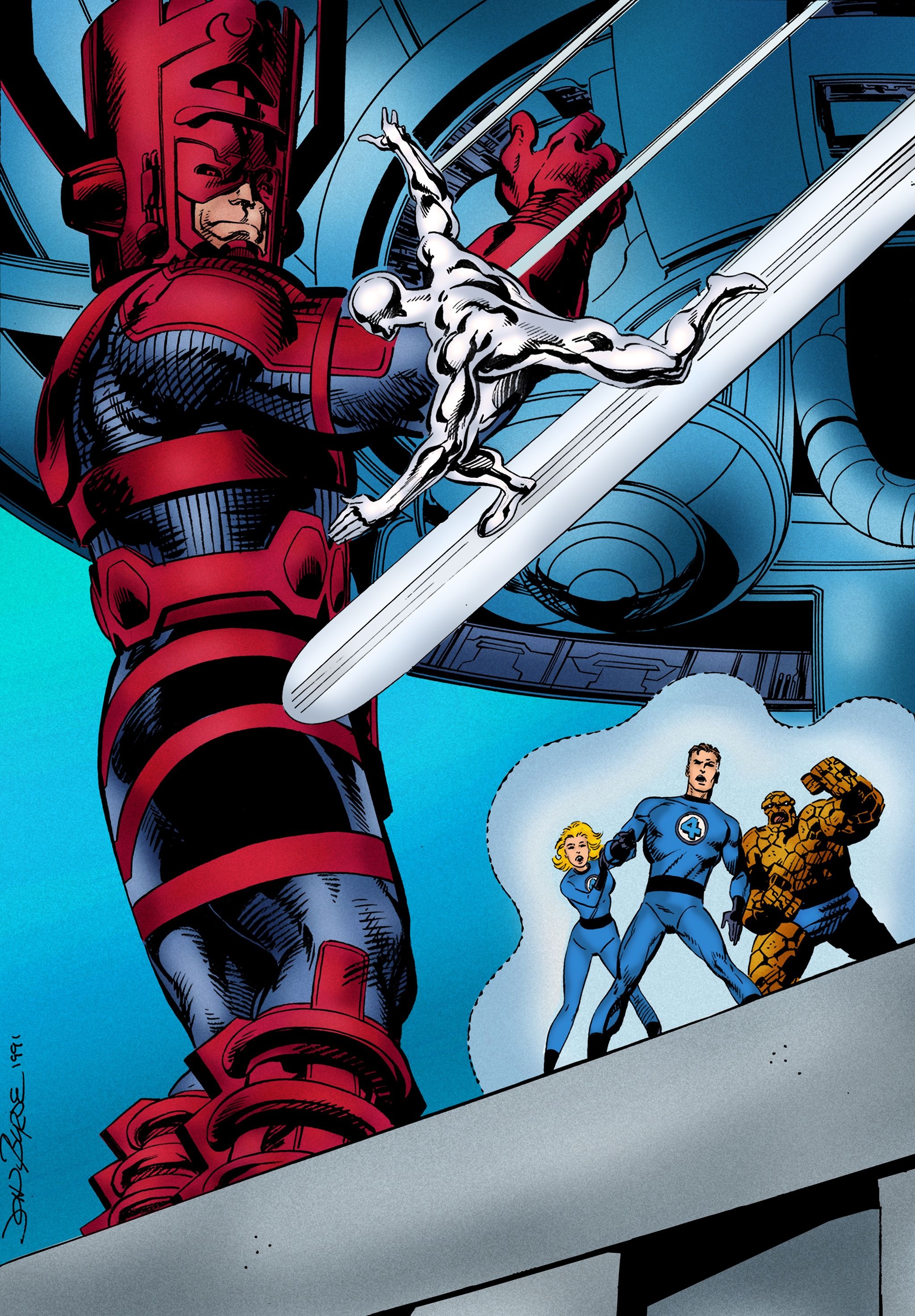 Fantastic Four, Galactus battle, John Byrne, Iconic Marvel art, 2050x2950 HD Handy