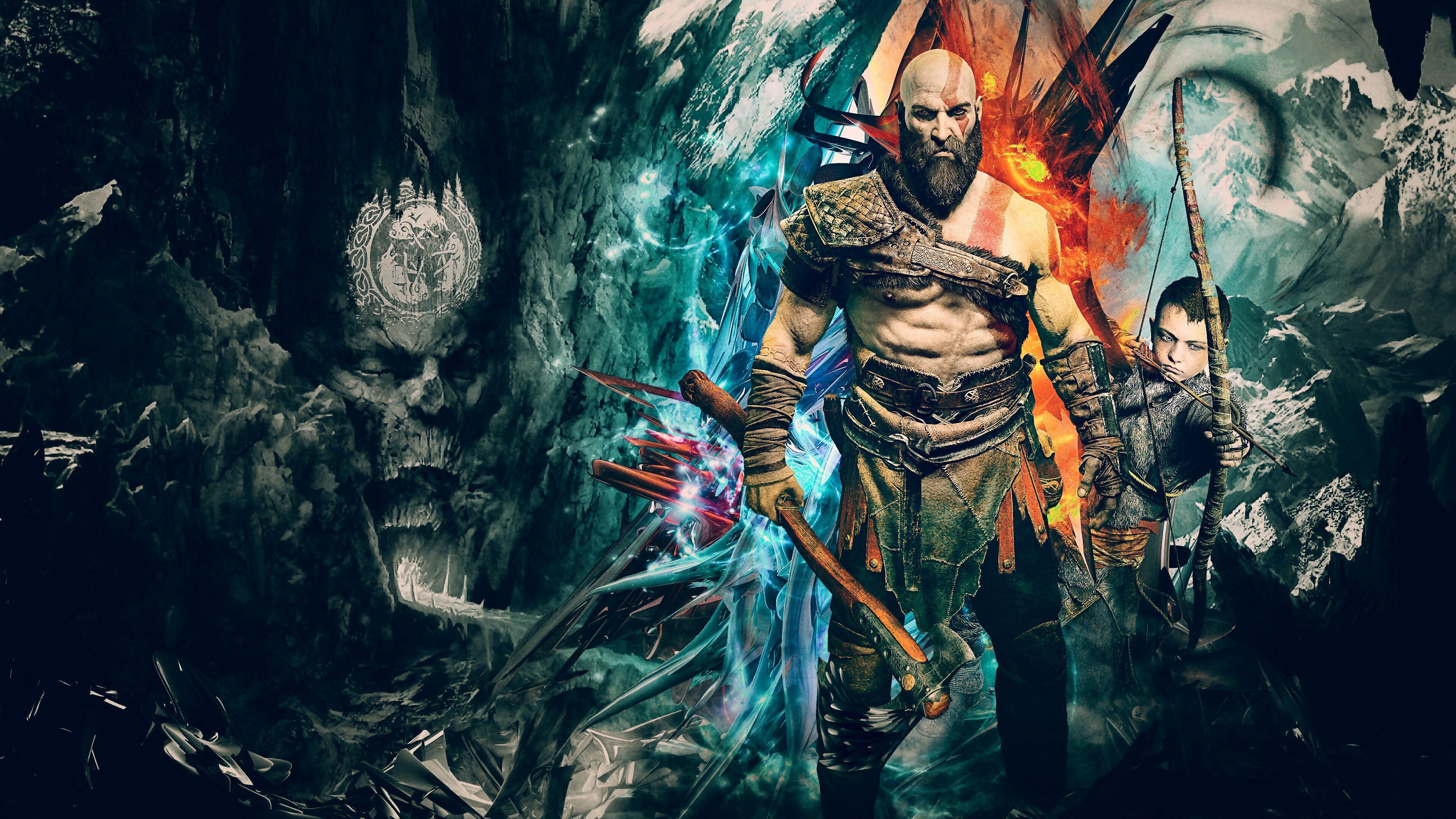 God of War: Ragnarok: Kratos, A third-person action-adventure game. 3840x2160 4K Background.