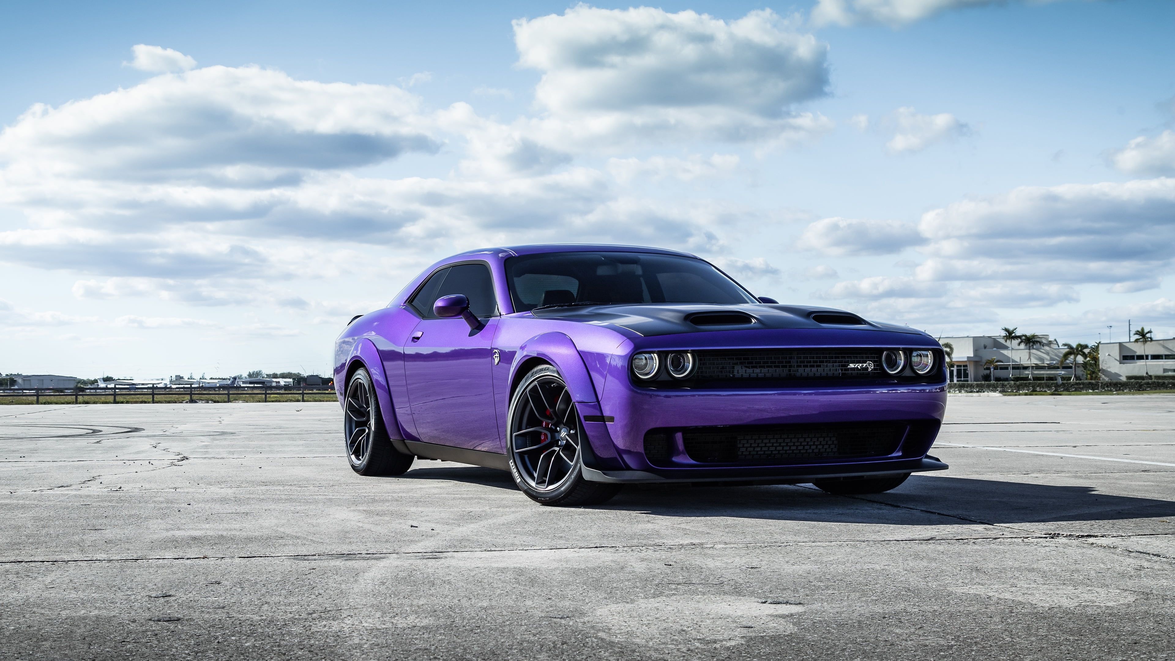 Dodge Challenger, Muscle car, Purple vehicle, HDwallpaper desktop, 3840x2160 4K Desktop