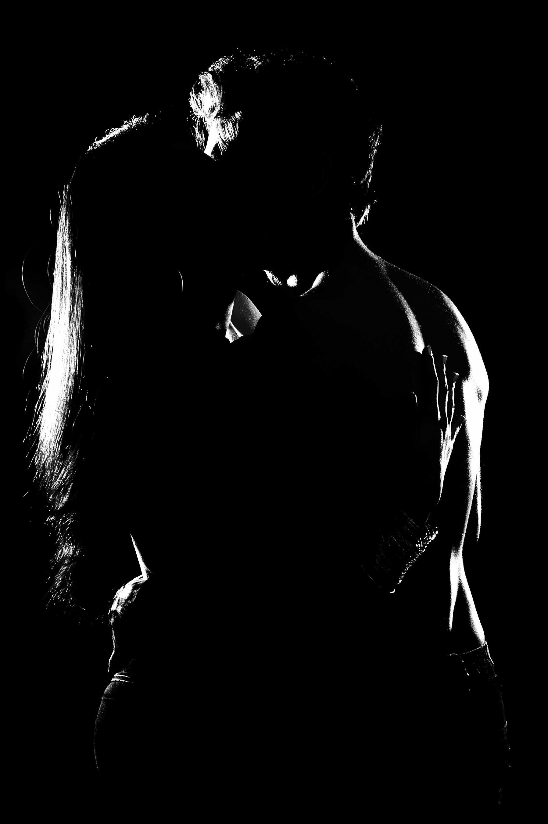 Kiss: Kisses, An expression of affection, Black and white. 1800x2710 HD Background.