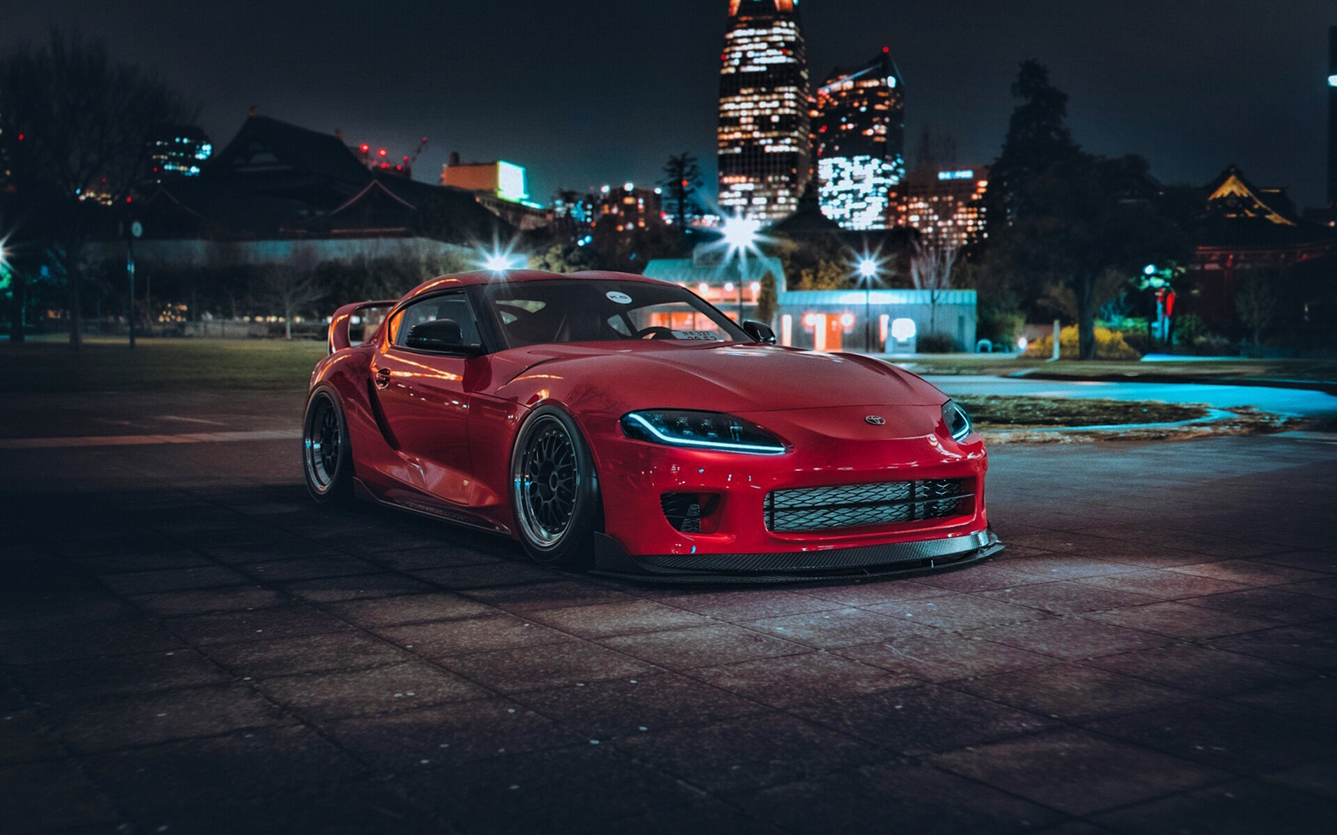 Toyota GR Supra, Tuning supercar, Japanese excellence, Red hot presence, 1920x1200 HD Desktop