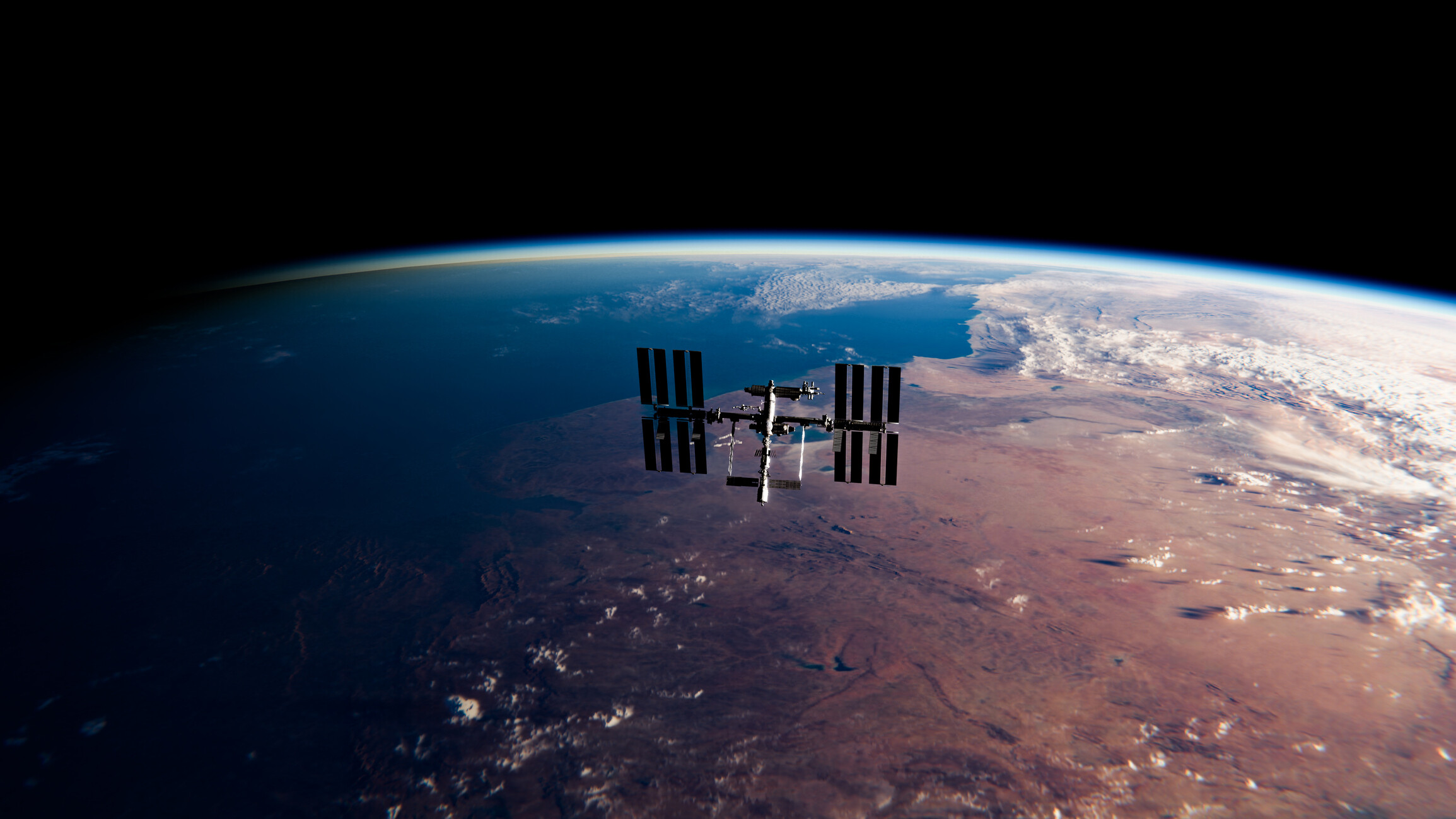 International Space Station: ISS, The greatest international project of all time. 2310x1300 HD Background.