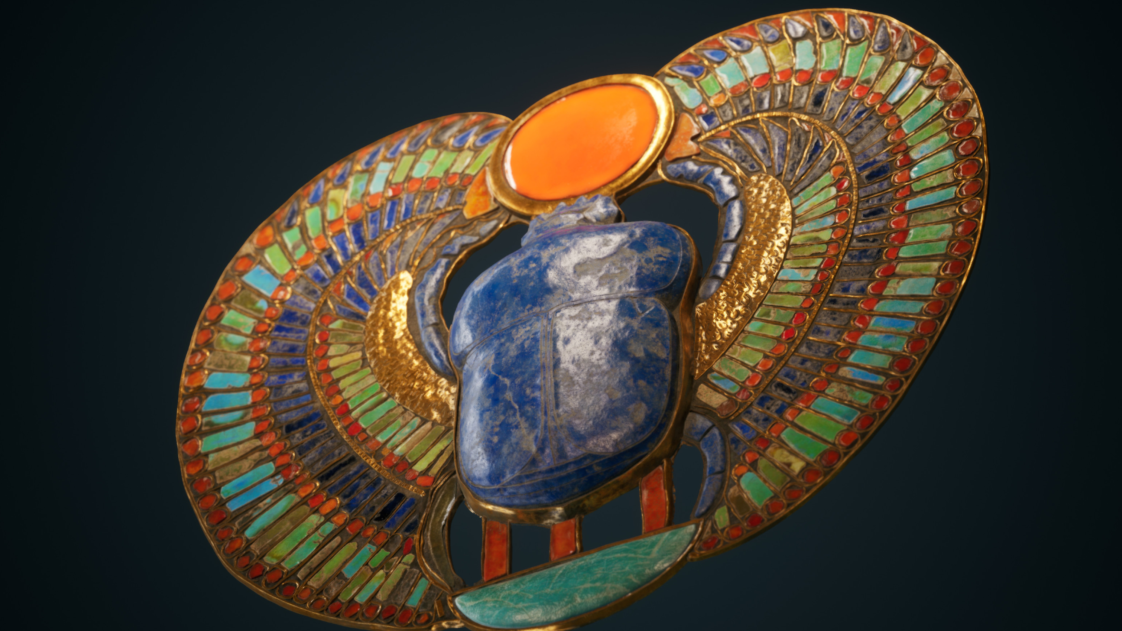 Artstation, Pectoral scarab of King Tutankhamun, 3840x2160 4K Desktop
