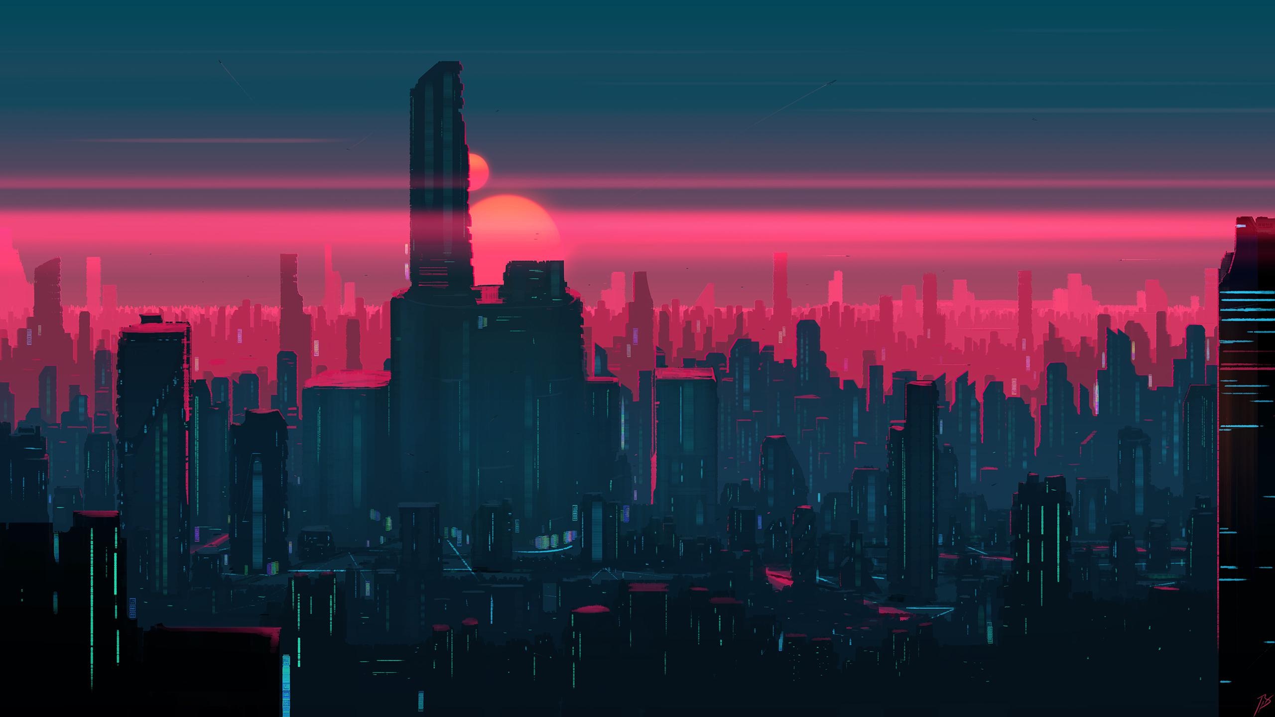 Futuristic city at night, Exceptional wallpaper, Posted by John Mercado, Urban travel, 2560x1440 HD Desktop
