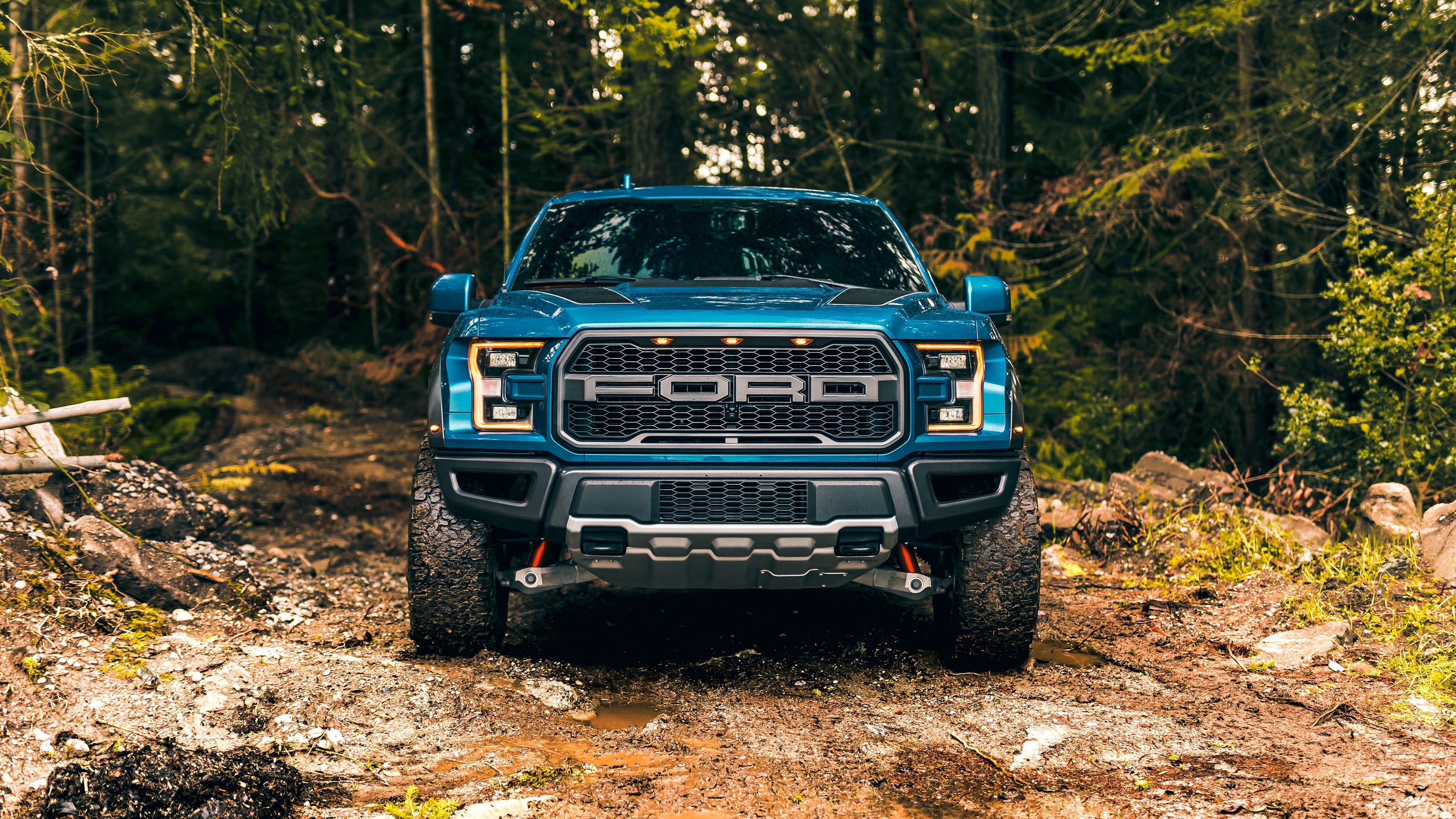 Ford Pickup: The most popular version of the model line is the F-150 Raptor. 3840x2160 4K Background.