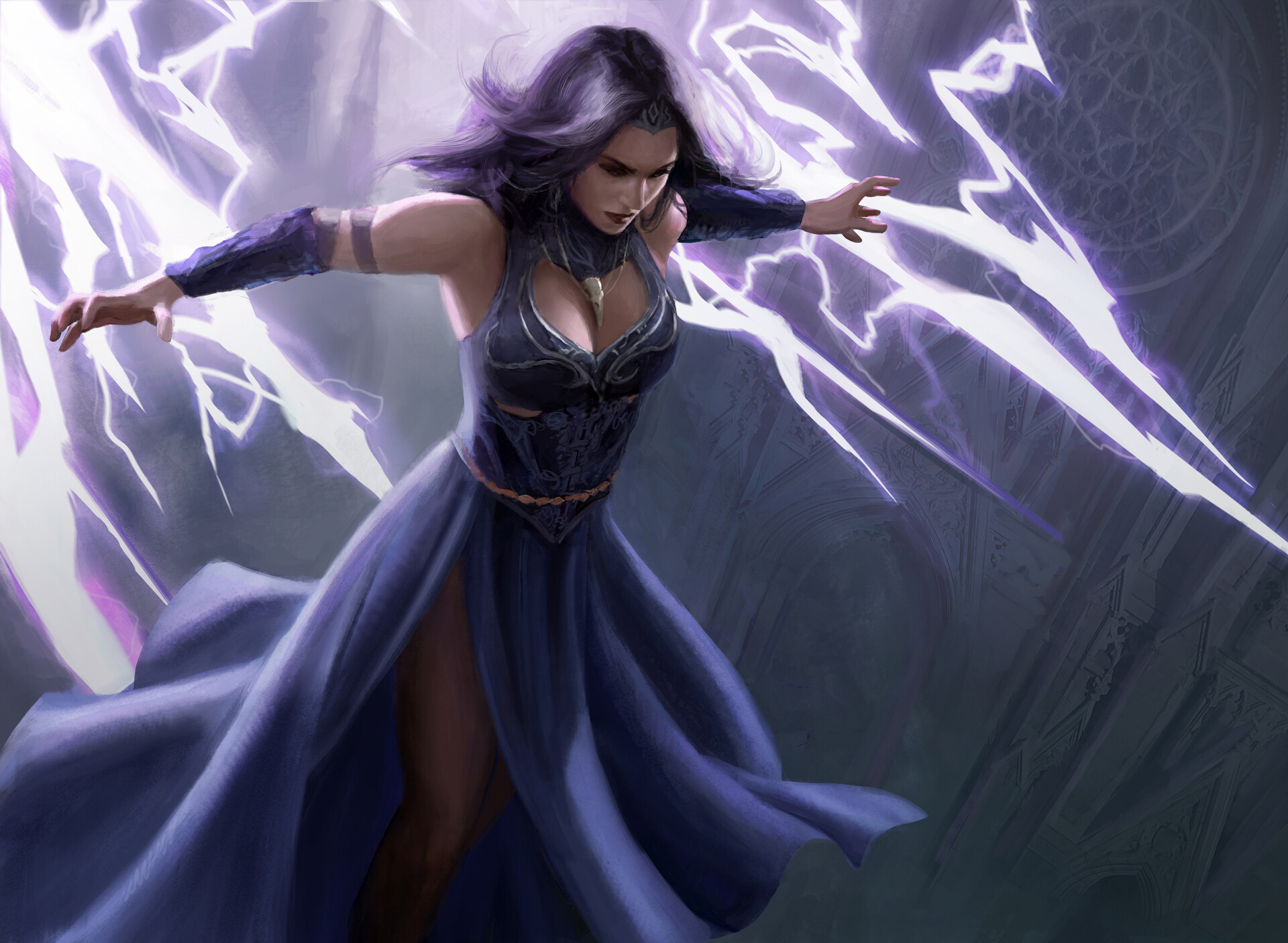 Lightning mage, Electrifying powers, Thunder strikes, Mage artwork, 1920x1410 HD Desktop