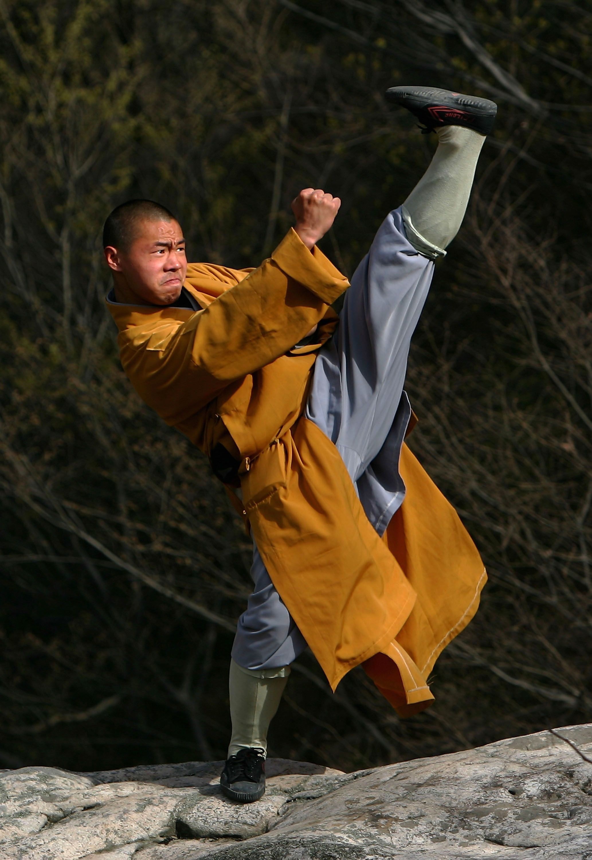 Shaolin Kung Fu: Shaolin Monk practicing Emperor's Long-range style of wushu, Attack pose, Kung Fu master. 2070x3000 HD Wallpaper.