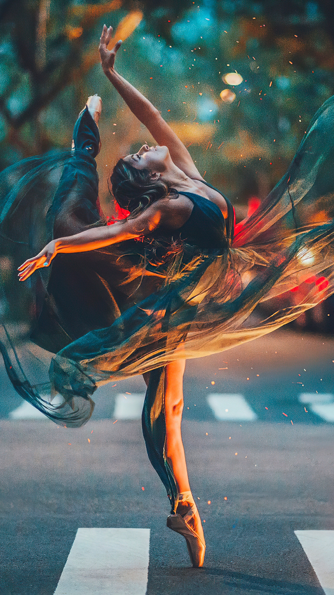 Dancing on the road, Ballet dancers in 4K, iPhone wallpaper, Captivating imagery, 1080x1920 Full HD Handy
