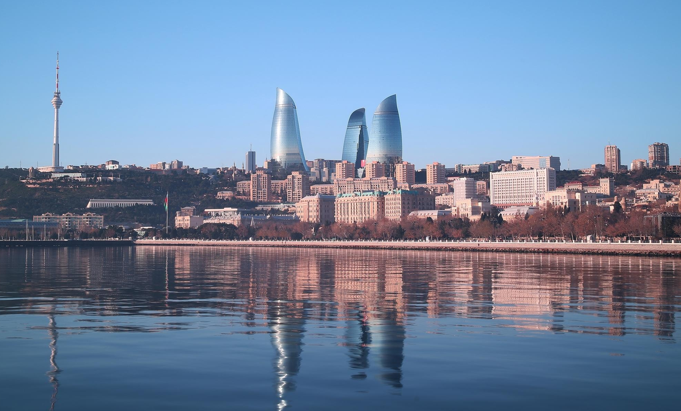 Azerbaijan: City skyline, Azerbaijani capital. 2200x1330 HD Background.