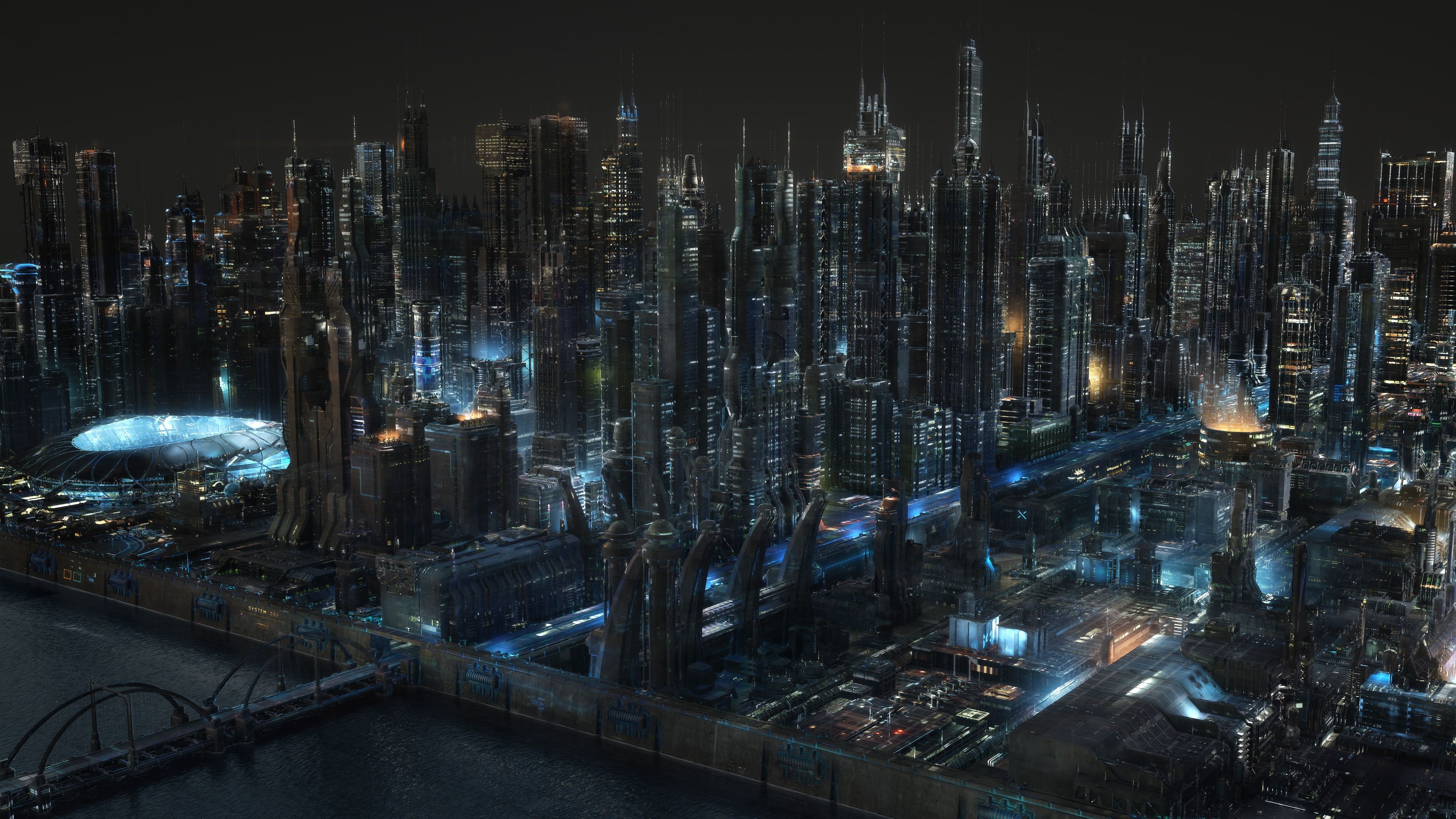 Future city architecture, Futuristic skyscrapers, Urban travel destinations, Illuminated skyline, 3840x2160 4K Desktop