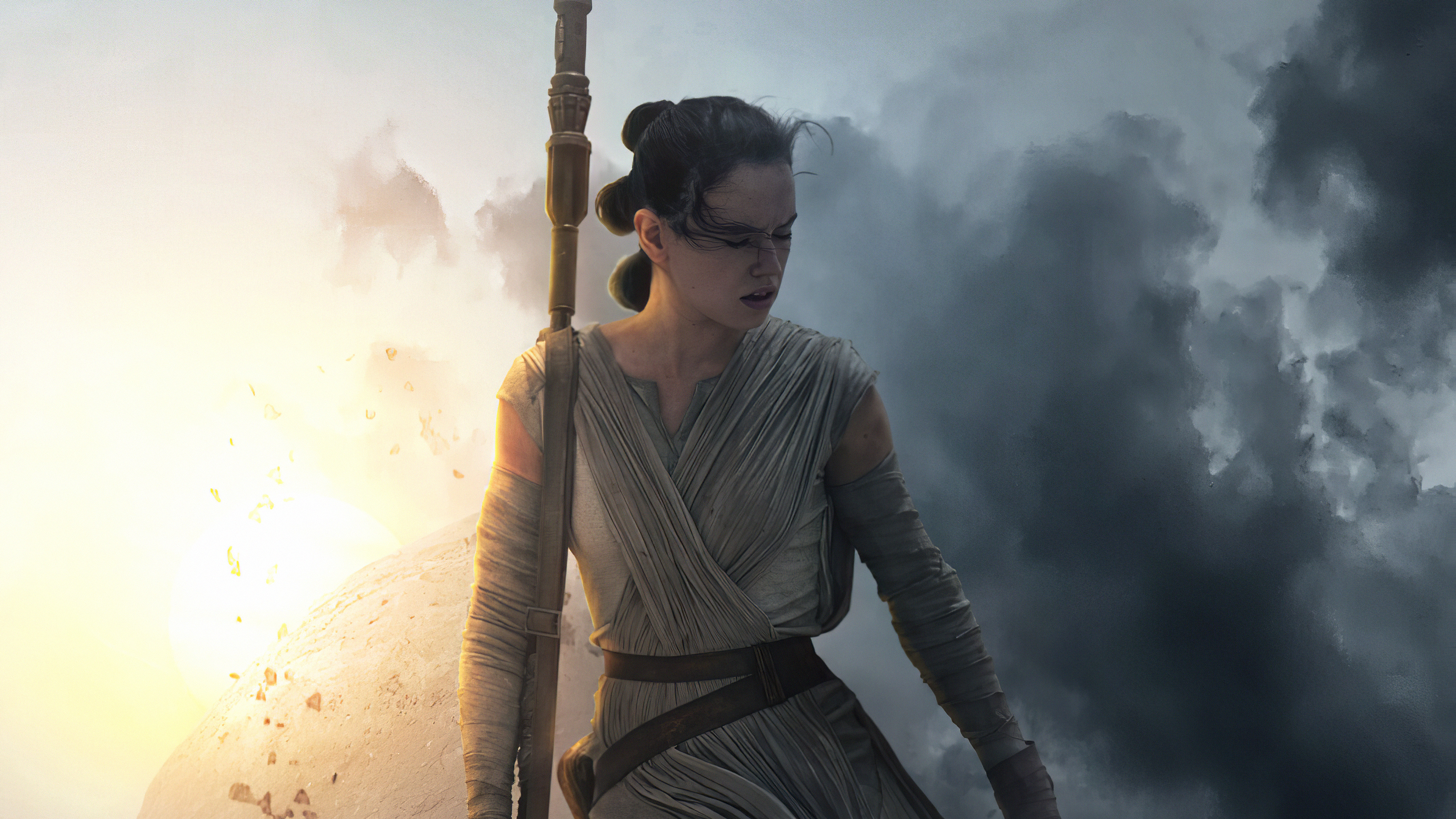 Star Wars: The Rise Of Skywalker: Daisy Ridley as Rey, the paternal granddaughter of Palpatine, and the last Jedi. 3840x2160 4K Wallpaper.