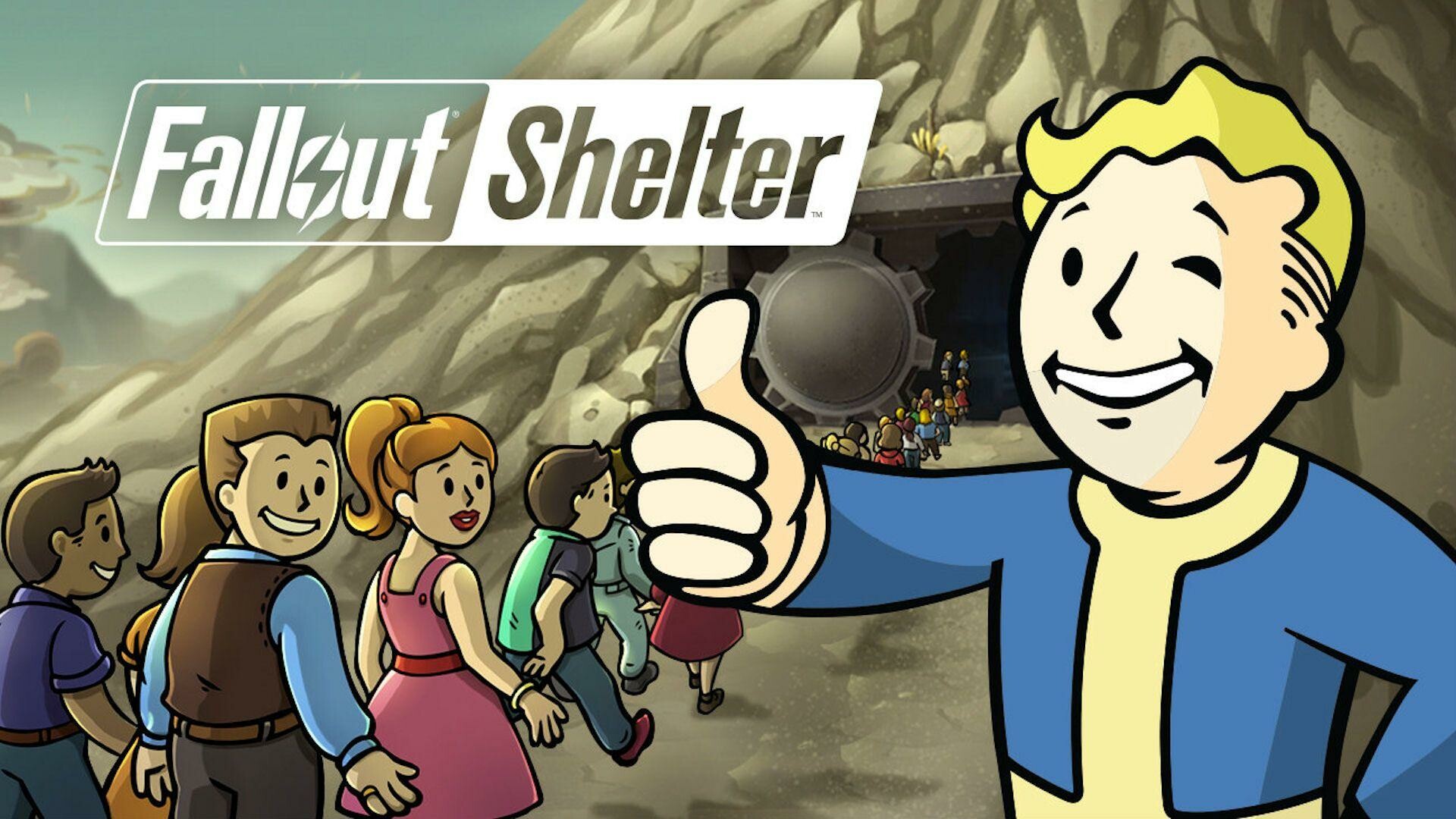 Fallout: Shelter, A simulation game, The player acts as the Overseer, building and managing their Vault and its dwellers. 1920x1080 Full HD Background.