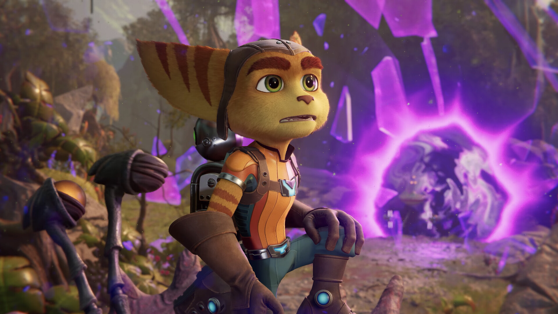 Ratchet and Clank: Rift Apart: Playable character, Travels through the universe, saving it from evil forces that consistently threaten it. 1920x1080 Full HD Background.