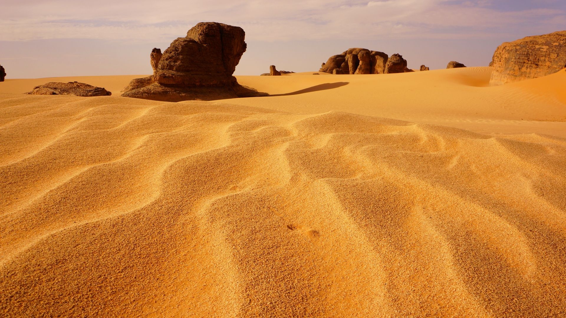Algeria Sahara desert, Sand dune, Rocks, 1920x1080 Full HD Desktop