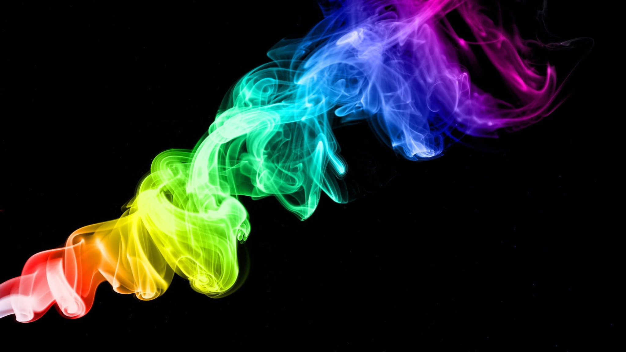 Rainbow color smoke, Colorful black background, Abstract wallpaper, Aesthetic, 2050x1160 HD Desktop