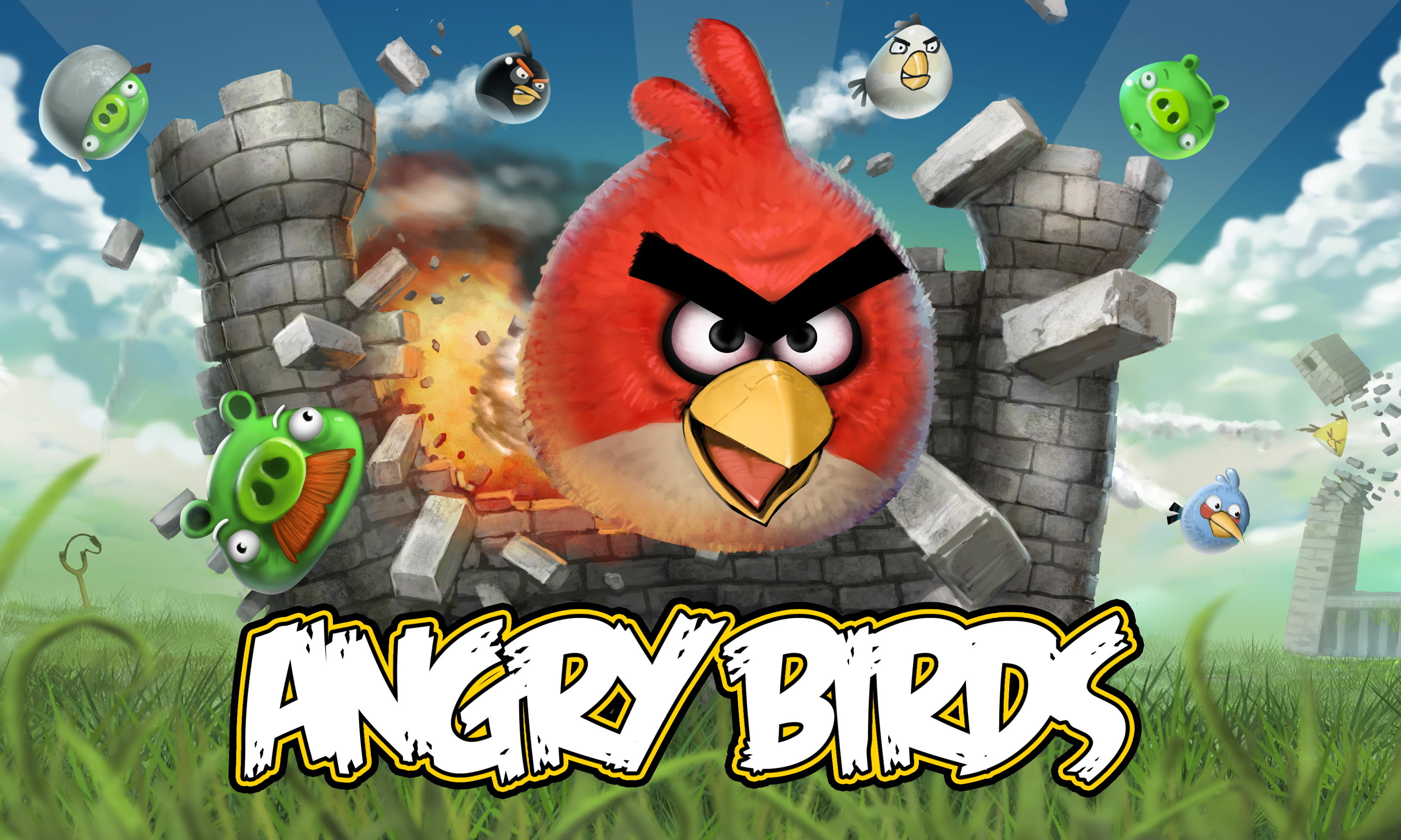 Angry Birds, Windows phone game, 3D version, Avian excitement, 3340x2000 HD Desktop
