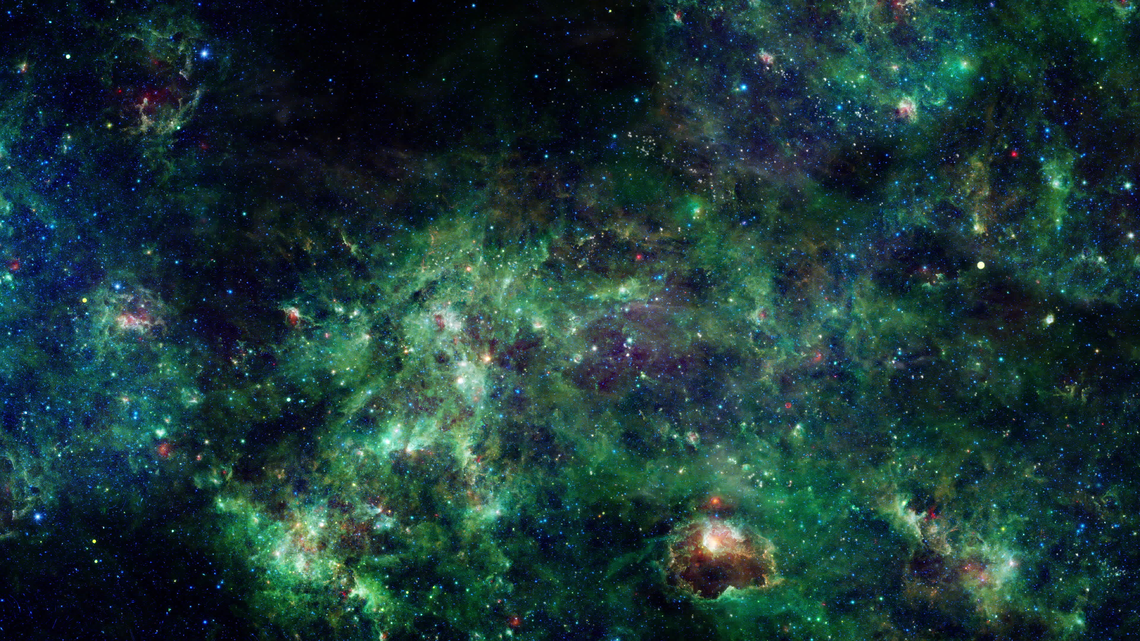 Green Nebula: Westerhout 5, An emission type, Formed of ionized gases, Cassiopeia. 3840x2160 4K Wallpaper.