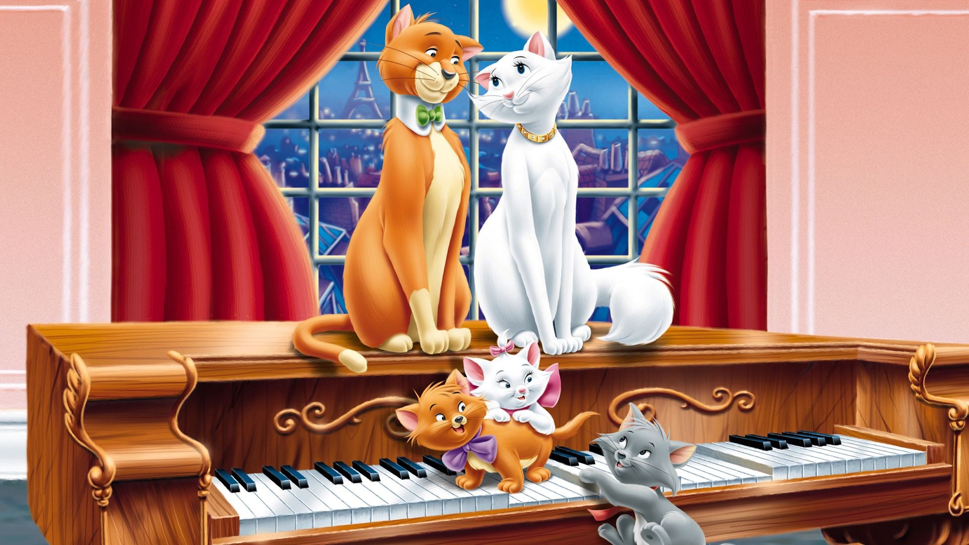 Charming Aristocats, Musical delight, Whisker-filled adventure, Animated joy, 1920x1080 Full HD Desktop