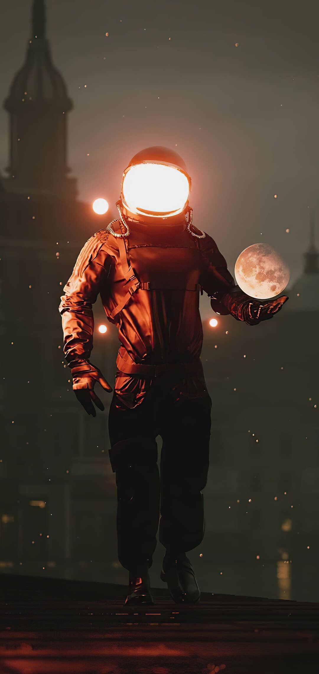 Astronaut: Space suit, Moon, Digital space art, Gravity, Equipment. 1080x2280 HD Background.