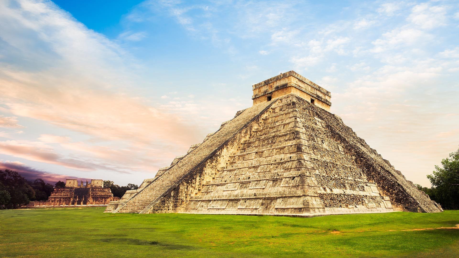 Kukulcan temple, Ancient pyramid, Yucatan's wonders, Pyramids of Chichen Itza, 1920x1080 Full HD Desktop