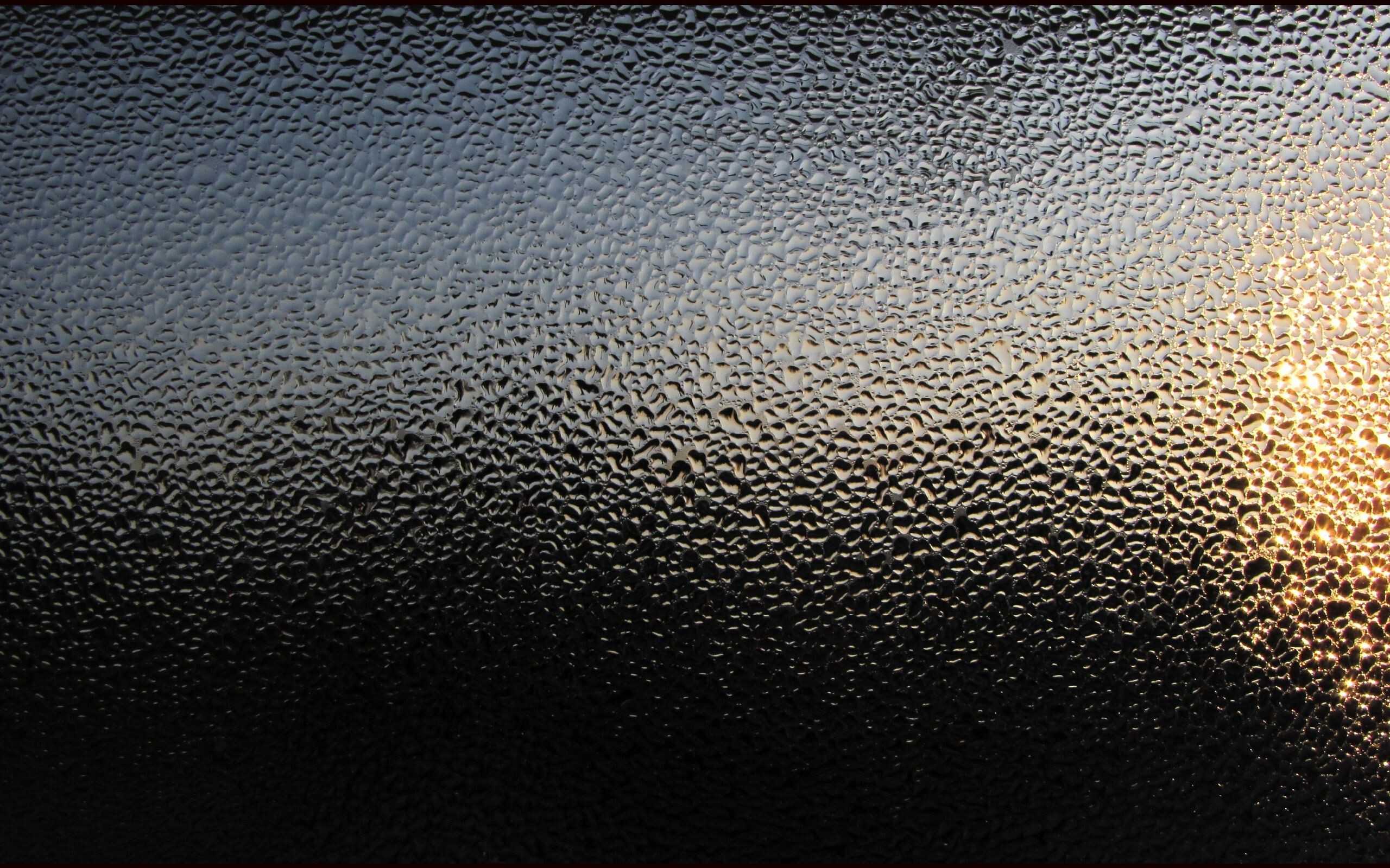 Glass: Blur, Water drops, An amorphous material often derived from molten silica. 2560x1600 HD Wallpaper.