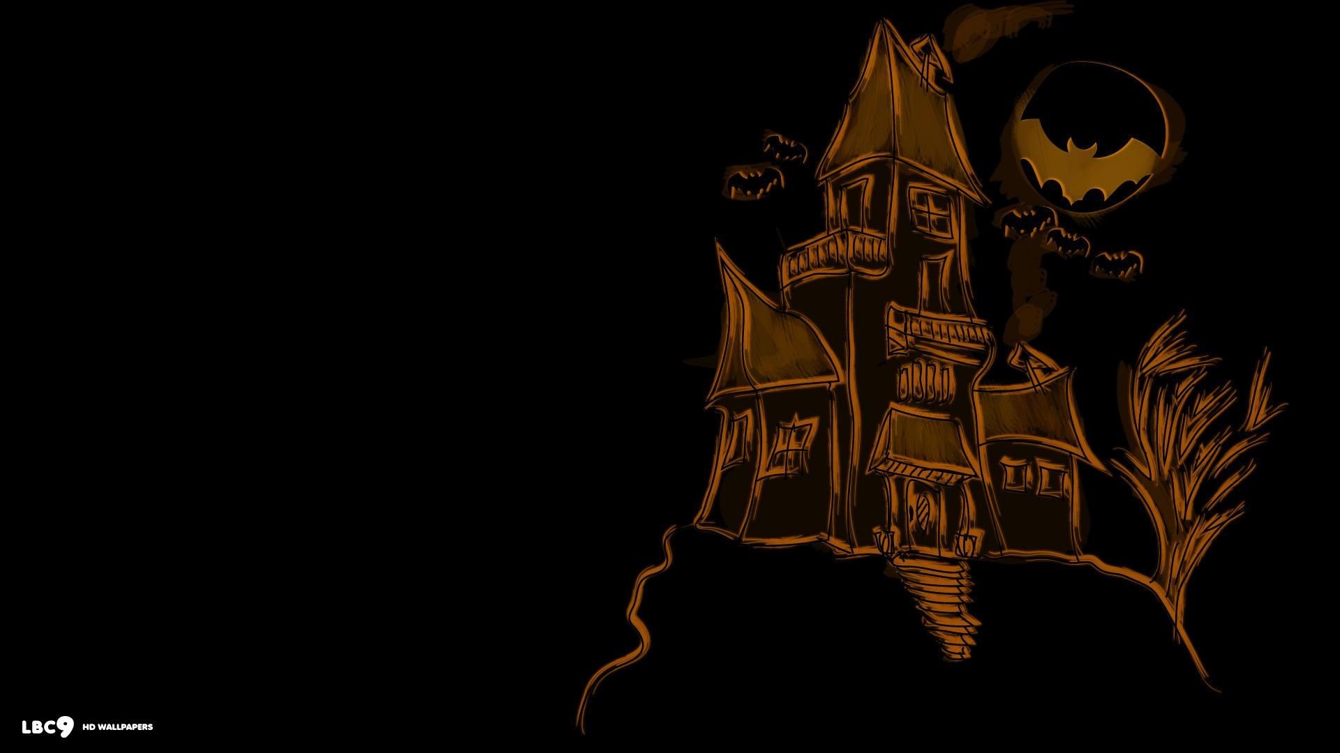 Haunted house illustrations, Halloween ambiance, Eerie atmosphere, Spooky decorations, 1920x1080 Full HD Desktop