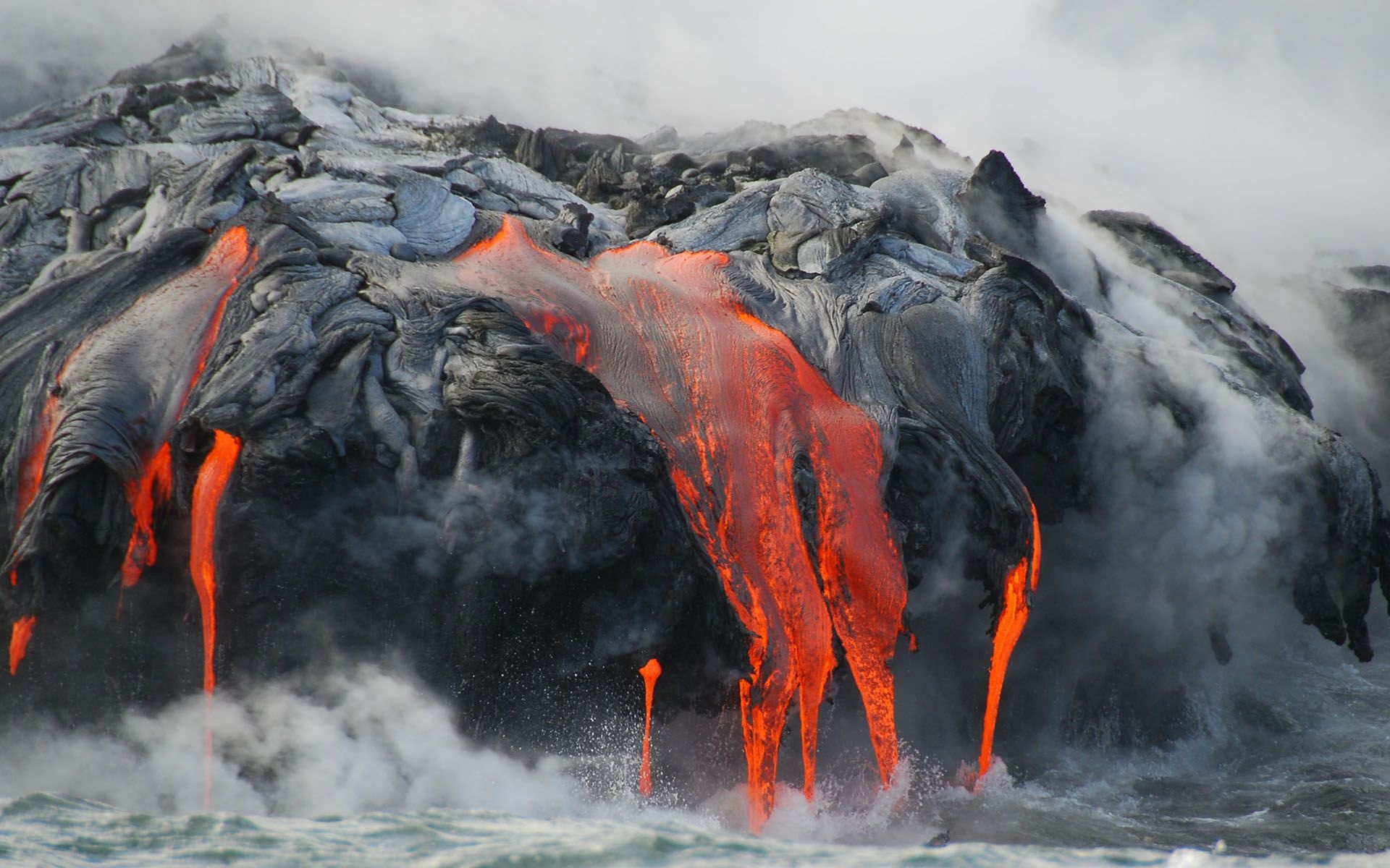 Hawaii Volcanoes National Park, Lava ocean wallpapers, 4K HD backgrounds, Fiery spectacle, 1920x1200 HD Desktop