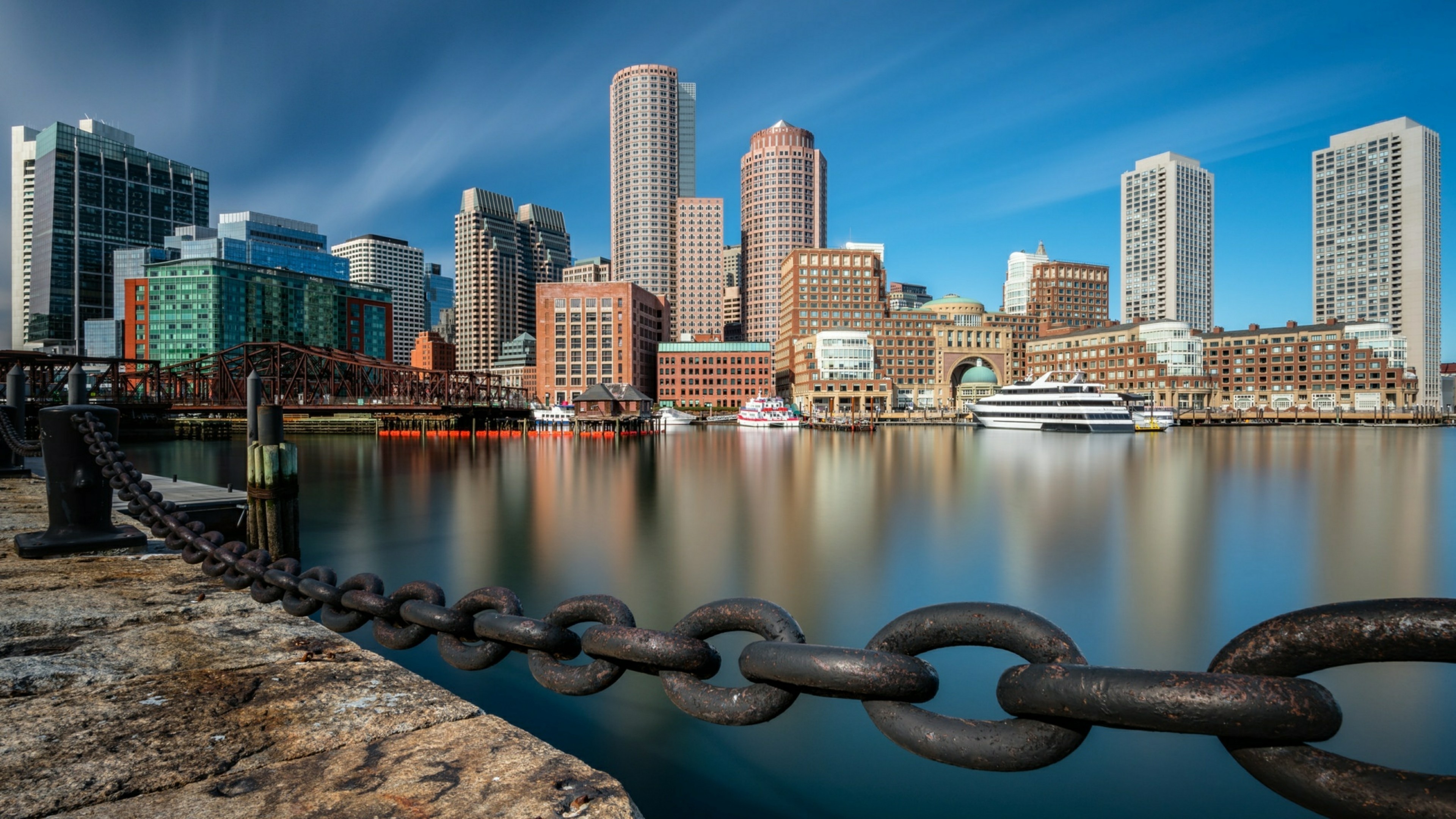 Boston skyline, East Coast charm, Rich heritage, Architectural marvels, 3840x2160 4K Desktop