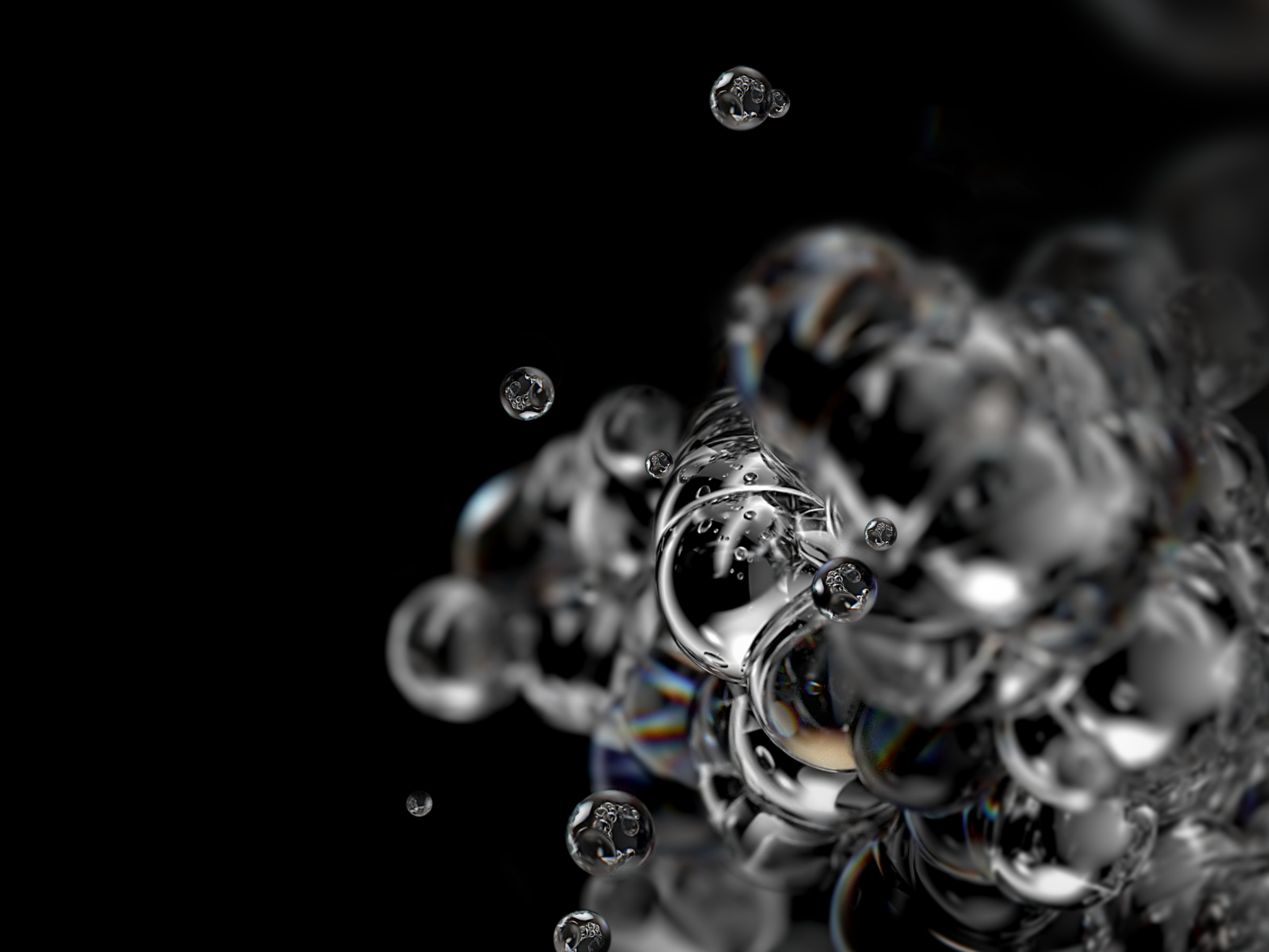 Bubbles wallpaper, Liquid black, 2050x1540 HD Desktop