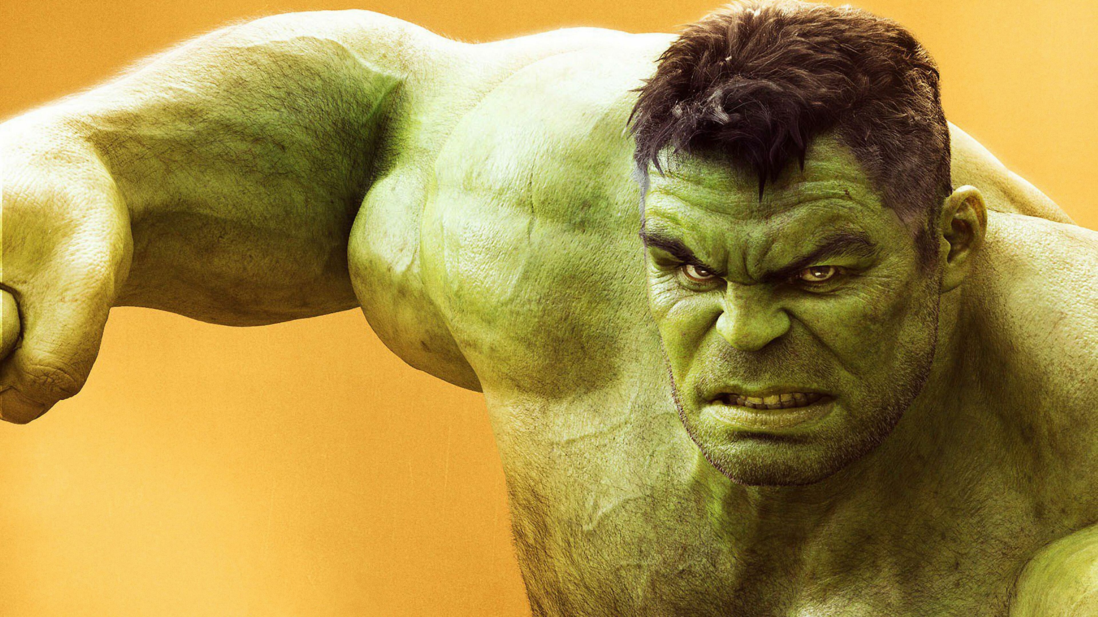 Hulk: A fictional superhero character created by writer Stan Lee and artist Jack Kirby. 3840x2160 4K Wallpaper.