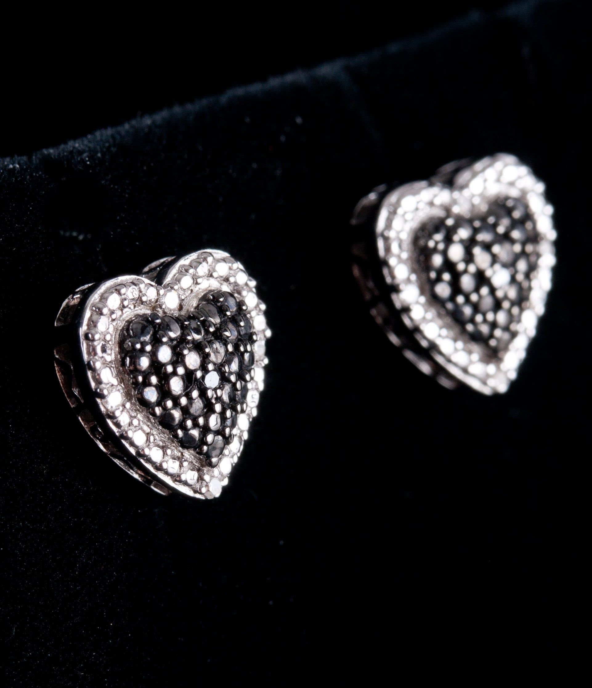 Black Diamond, Sterling silver round, Heart stud earrings, 1930x2230 HD Phone