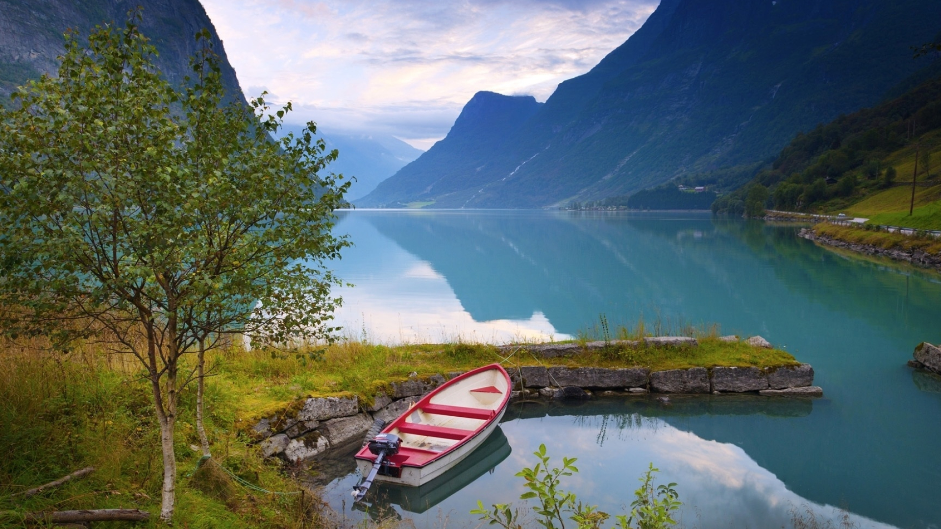 Norwegian Fjords, Amazing lake mountains, Serene nature, Beautiful wallpaper, 1920x1080 Full HD Desktop