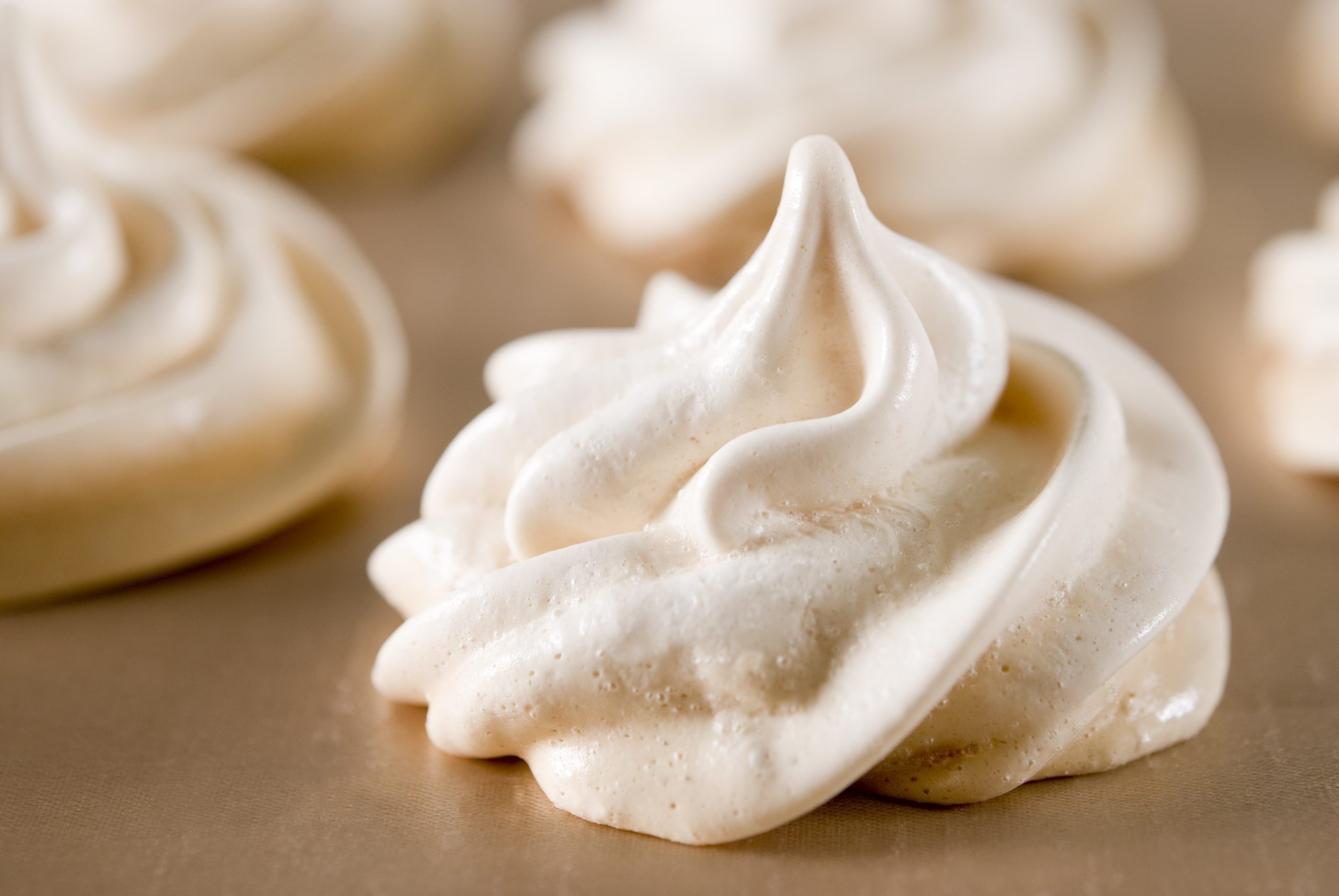 Meringue: Baked at a low temperature for an extended period of up to two hours. 2560x1720 HD Background.