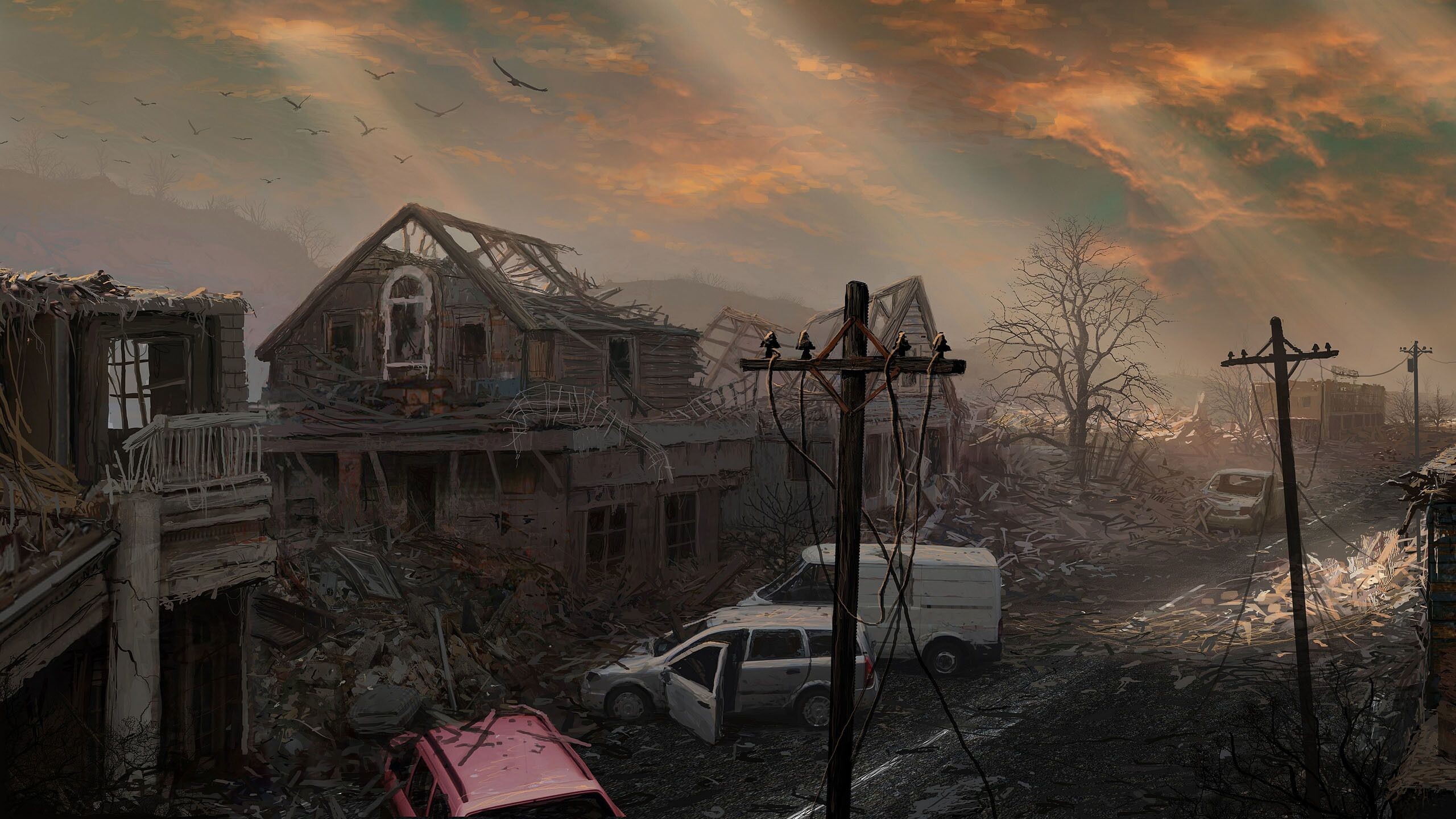 Ghost Town: The settlement that was abandoned as a result of a natural or human-made disaster. 2560x1440 HD Wallpaper.