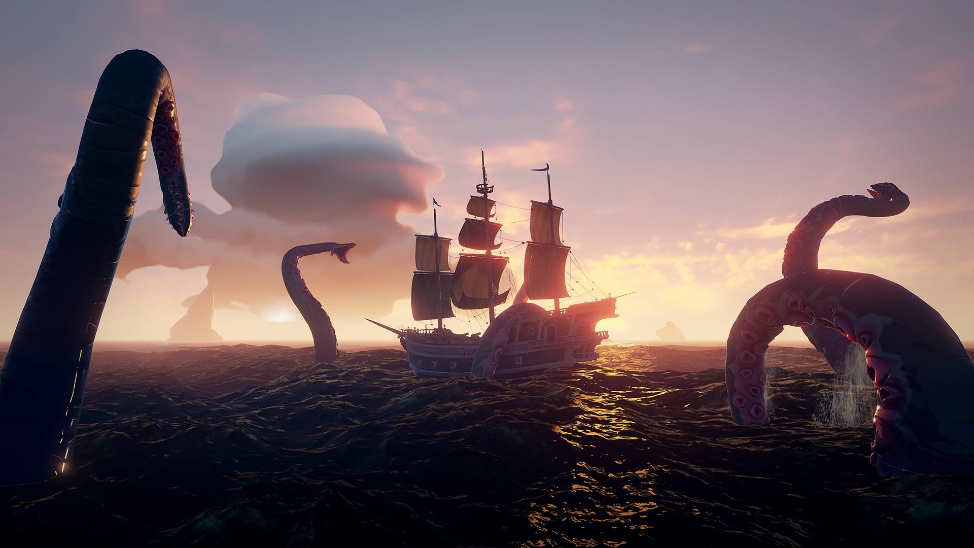 Sea of Thieves Kraken, Adventure game wallpaper, Pirate battles, Mythical sea encounters, 1920x1080 Full HD Desktop