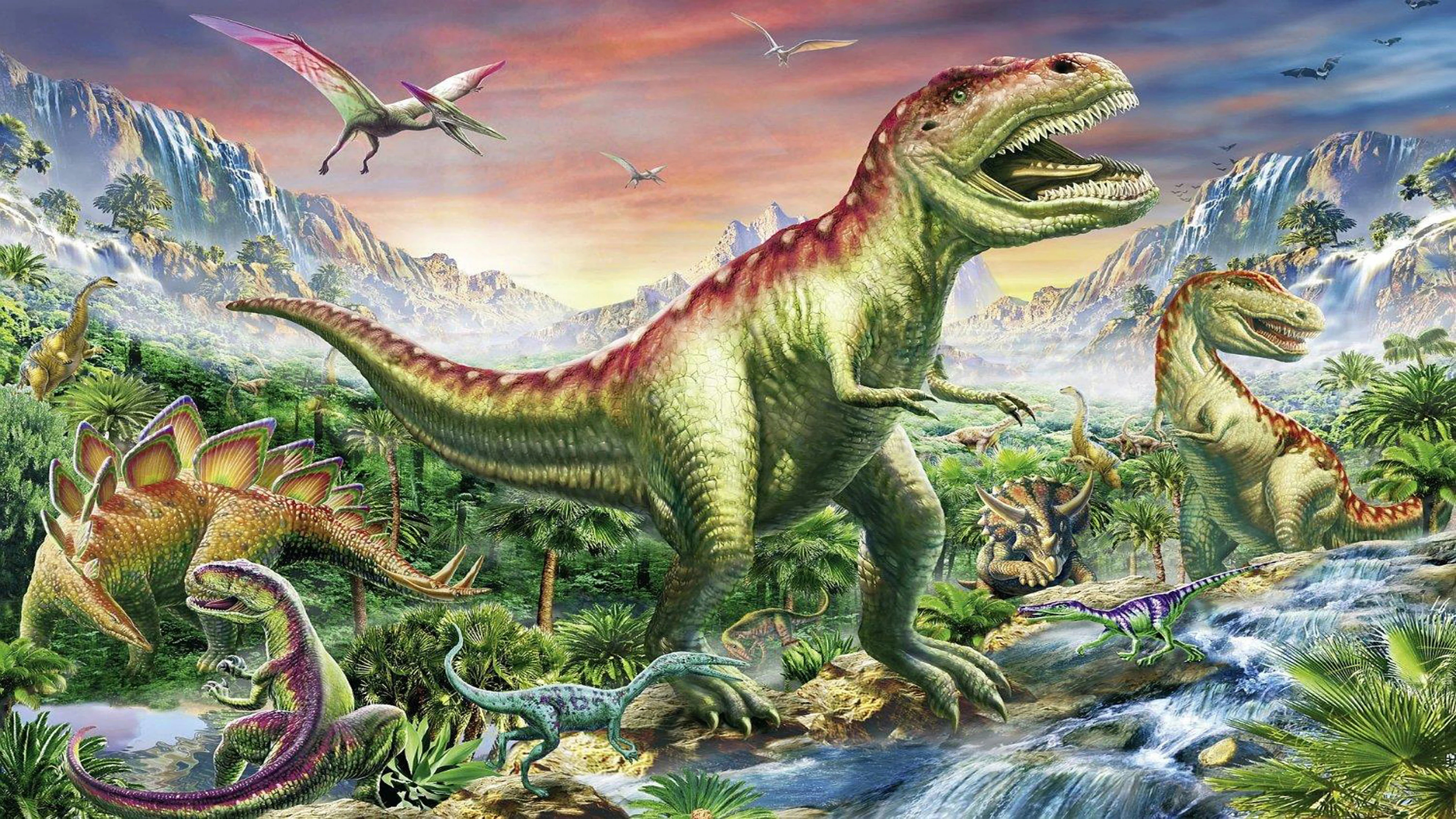 Cute dinosaurs, Colorful wallpapers, Cartoonish creatures, Playful dinosaur images, 3840x2160 4K Desktop