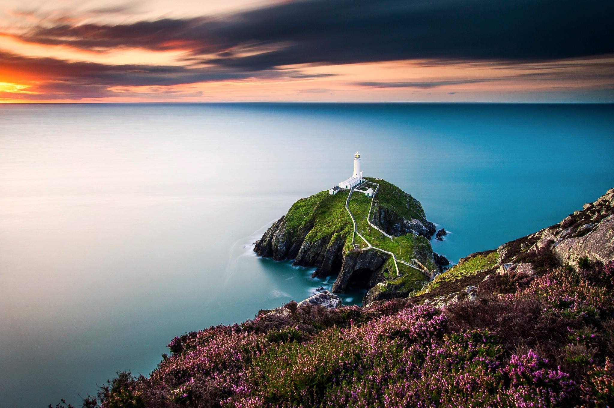 Coastal beauty, Lighthouse views, Flowers in Wales, Scenic wallpapers, 2050x1370 HD Desktop