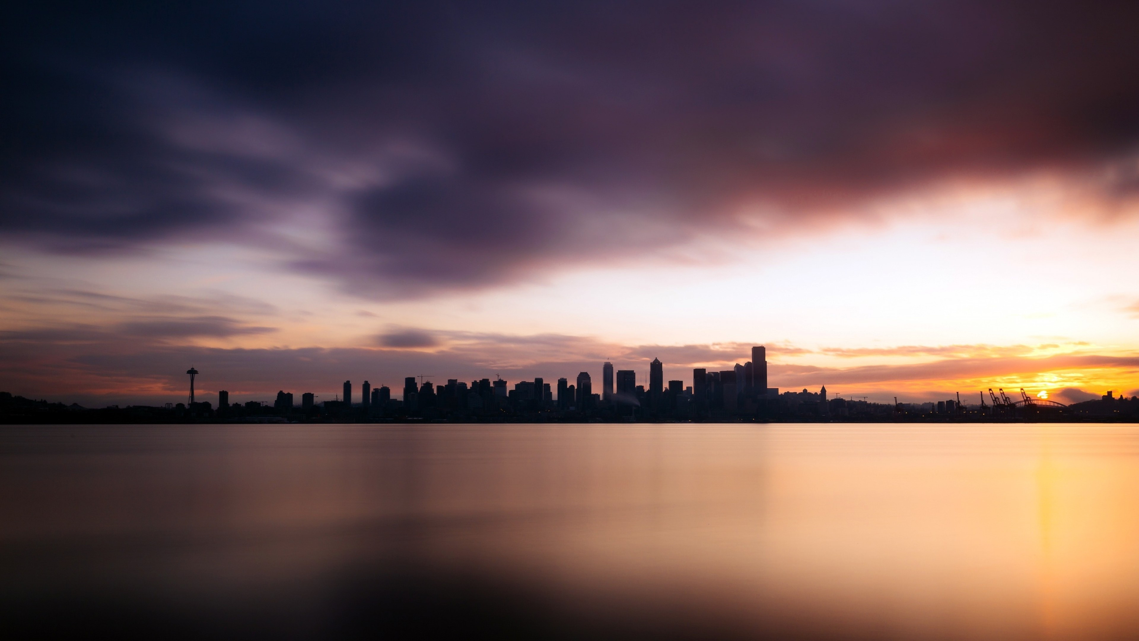 Seattle, Cityscape wallpaper, Dark and weather-themed, Captivating visuals, 3840x2160 4K Desktop