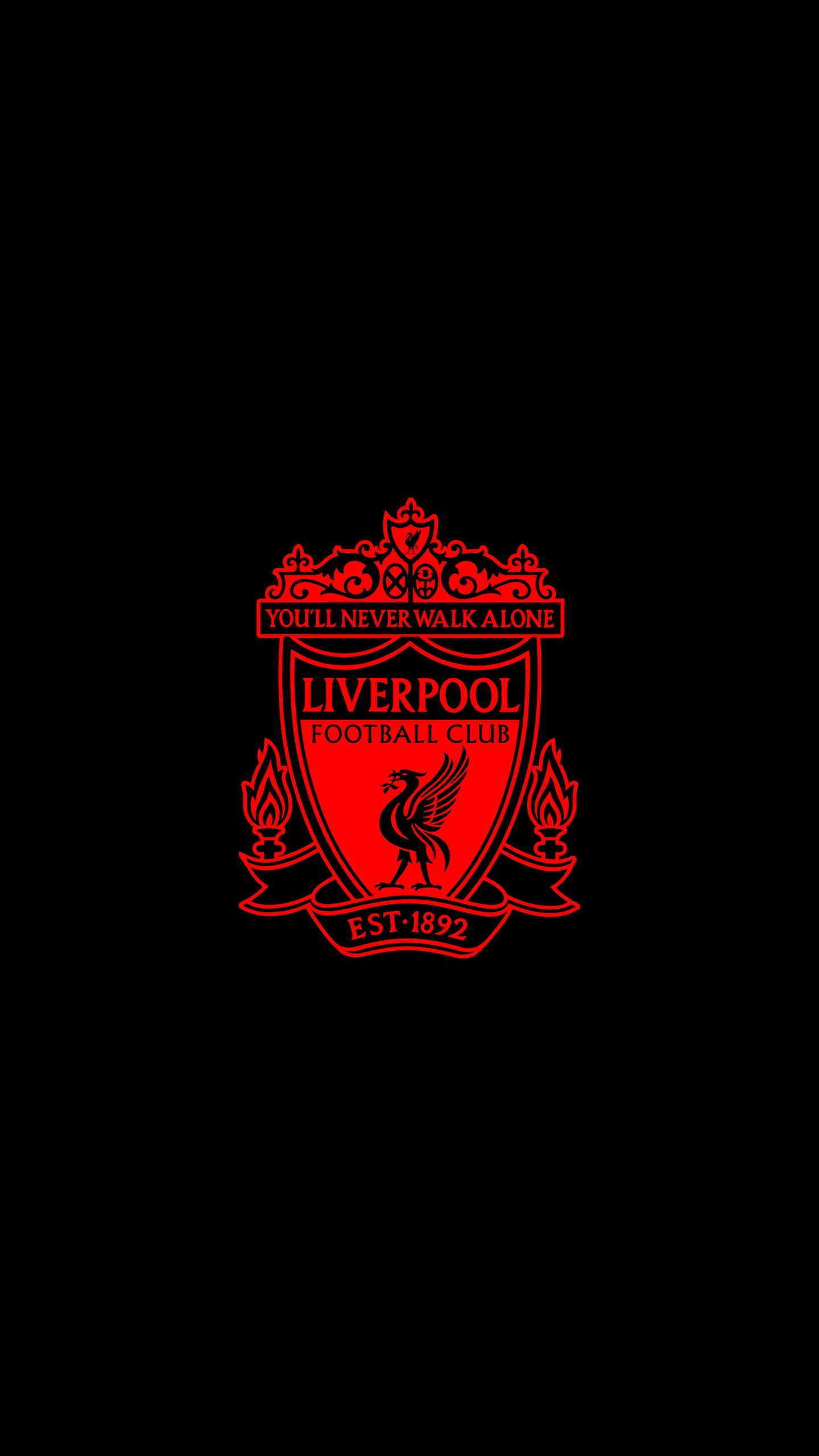 Liverpool Football Club: The first official logo was designed by John Houlding and introduced when LFC was founded in 1892. 1440x2560 HD Background.