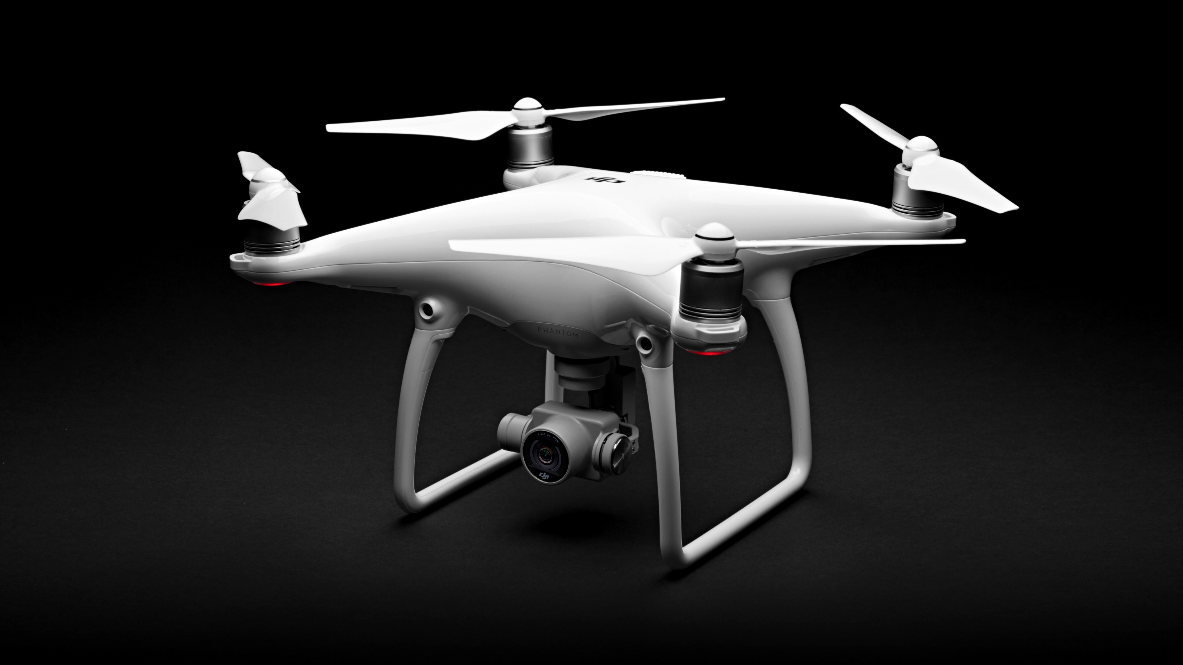 Drone: DJI Phantom 4 Pro, Quadcopter, An aircraft guided by remote control. 3840x2160 4K Background.