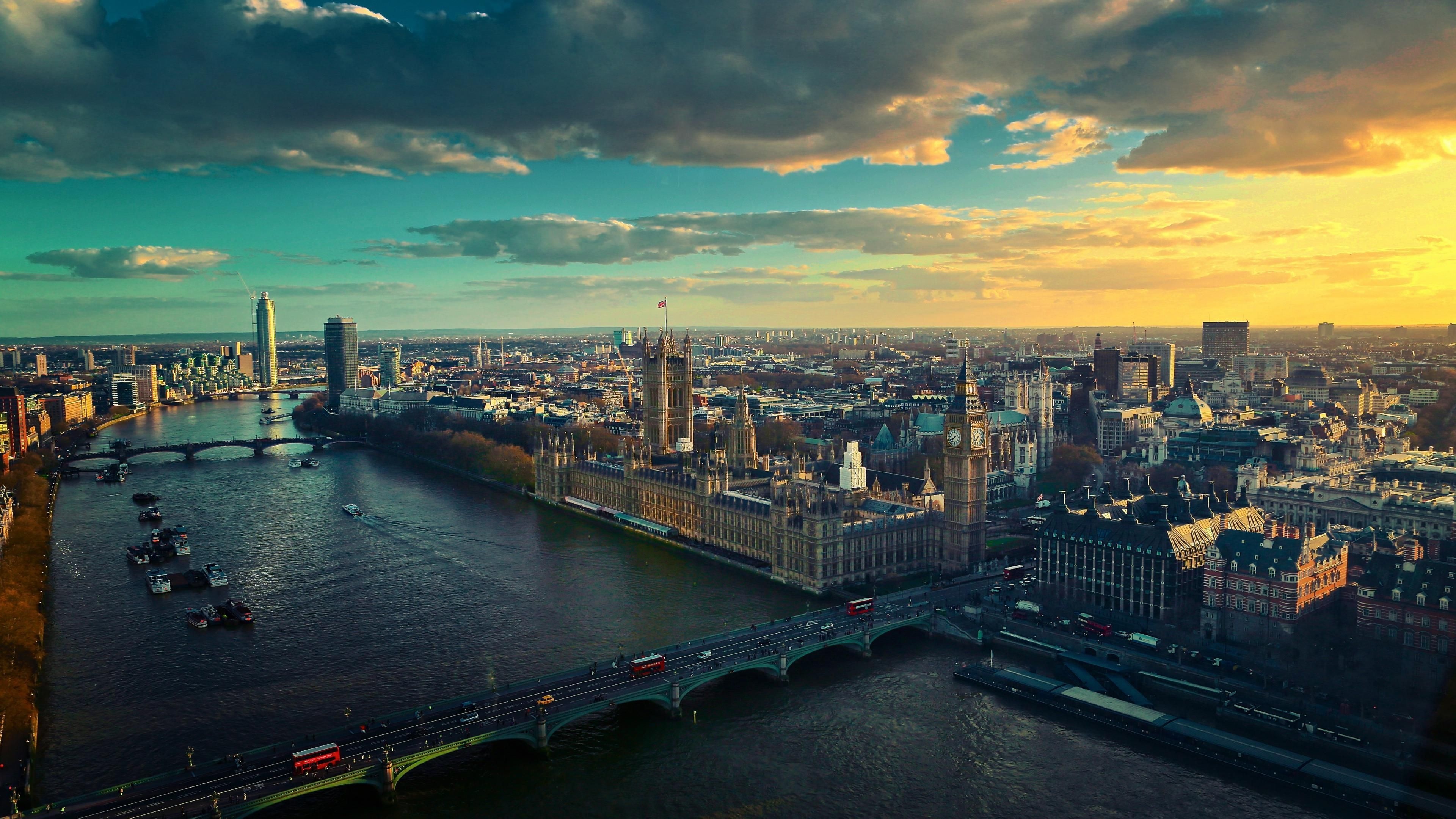 The River Thames London, Urban charm, Iconic cityscape, British heritage, 3840x2160 4K Desktop