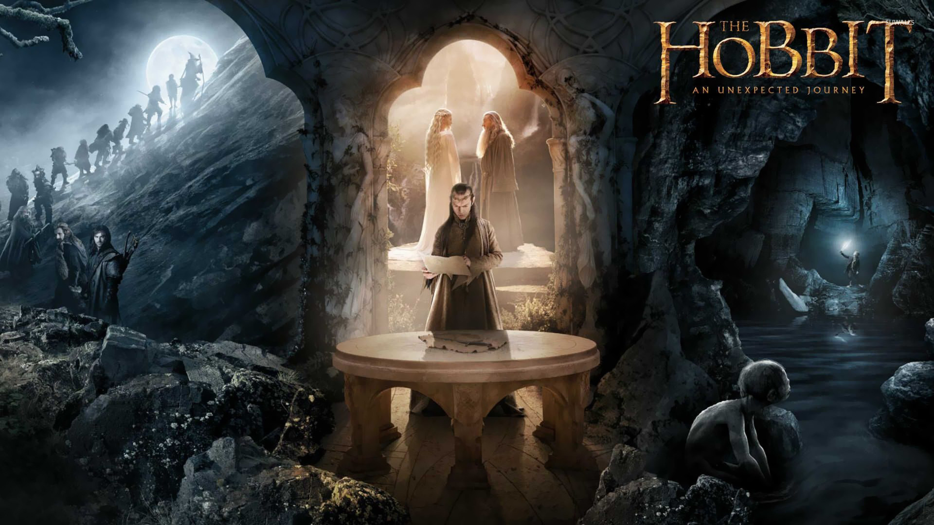 The Hobbit (Movie): Elrond, Half-elf, Lord of Rivendell, a mighty Elf-ruler. 1920x1080 Full HD Wallpaper.