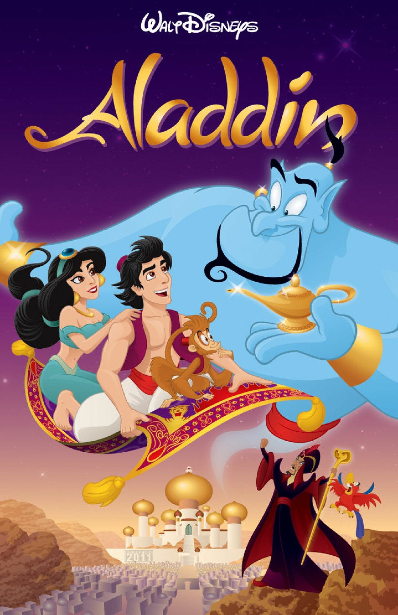 Aladdin (Cartoon): Disney’s animated take on the classic Arabian tale, featuring Oscar-winning music and Robin Williams as a wise-cracking blue genie. 1300x2000 HD Wallpaper.