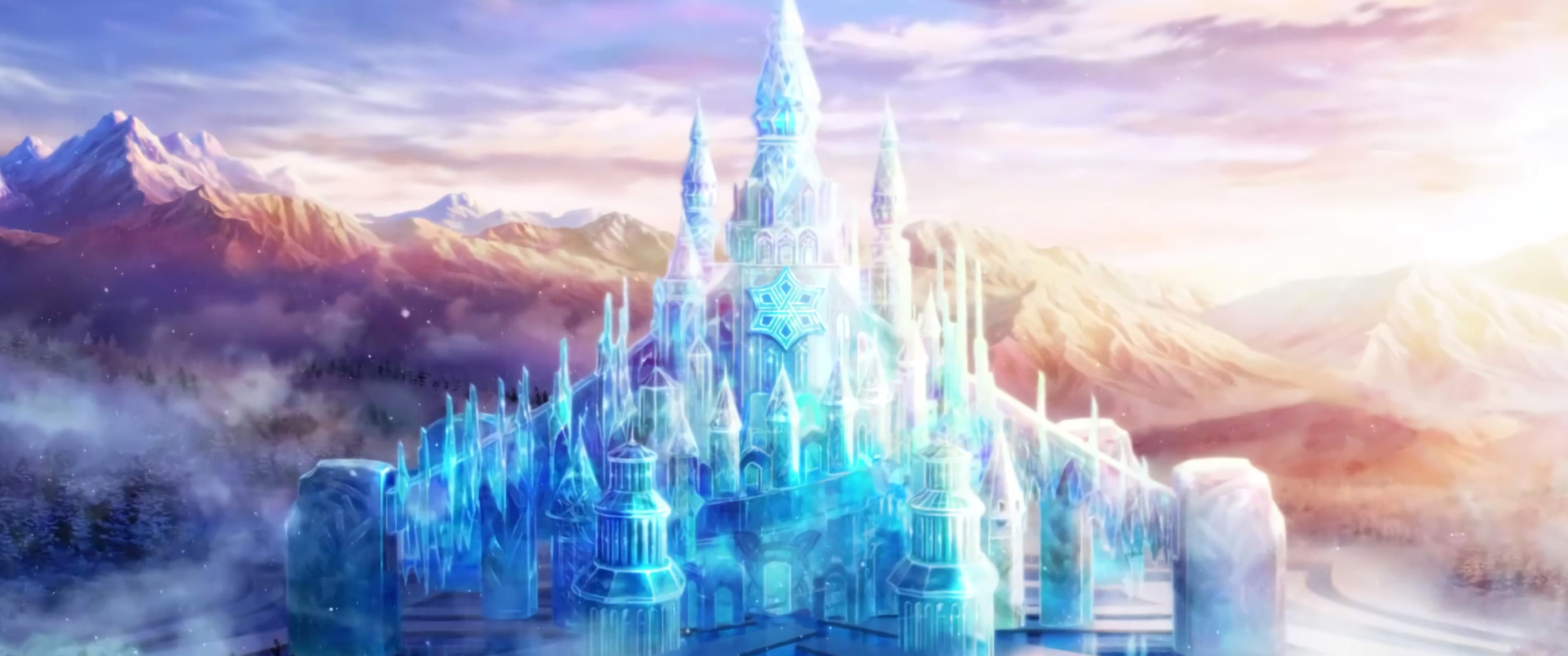 Frozen, Ice Castle Wallpaper, 3440x1440 Dual Screen Desktop