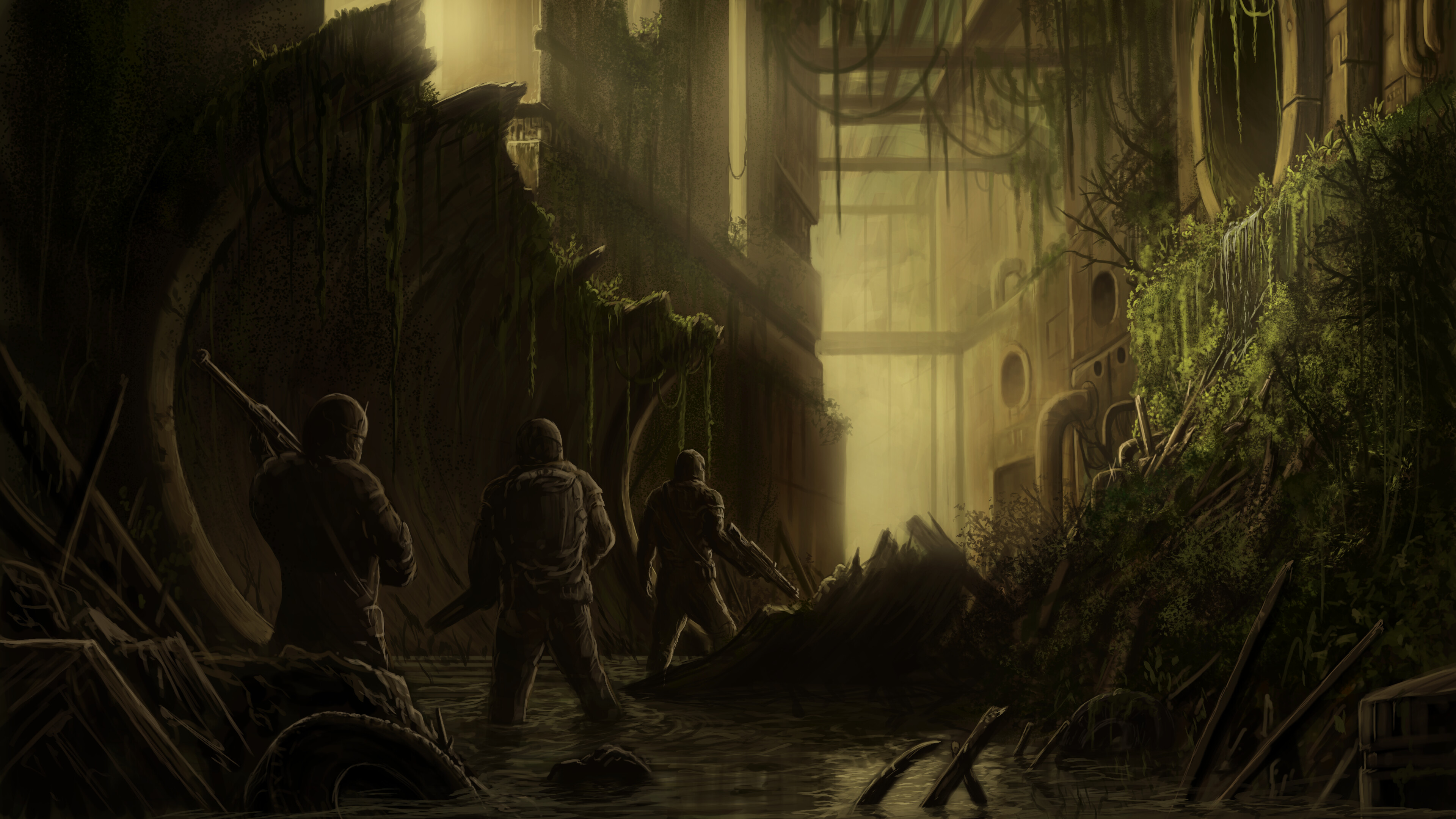 Post-apocalypse: The destruction of the world, Darkness, Sci Fi. 3840x2160 4K Wallpaper.
