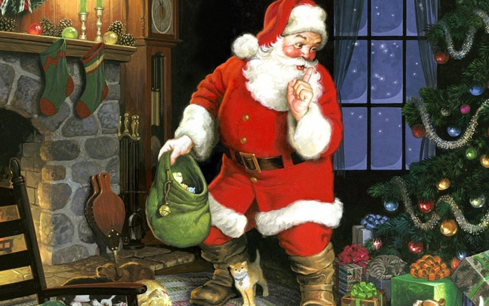 Father Christmas, Seasonal joy, Traditional Santa, Festive backgrounds, 1920x1200 HD Desktop